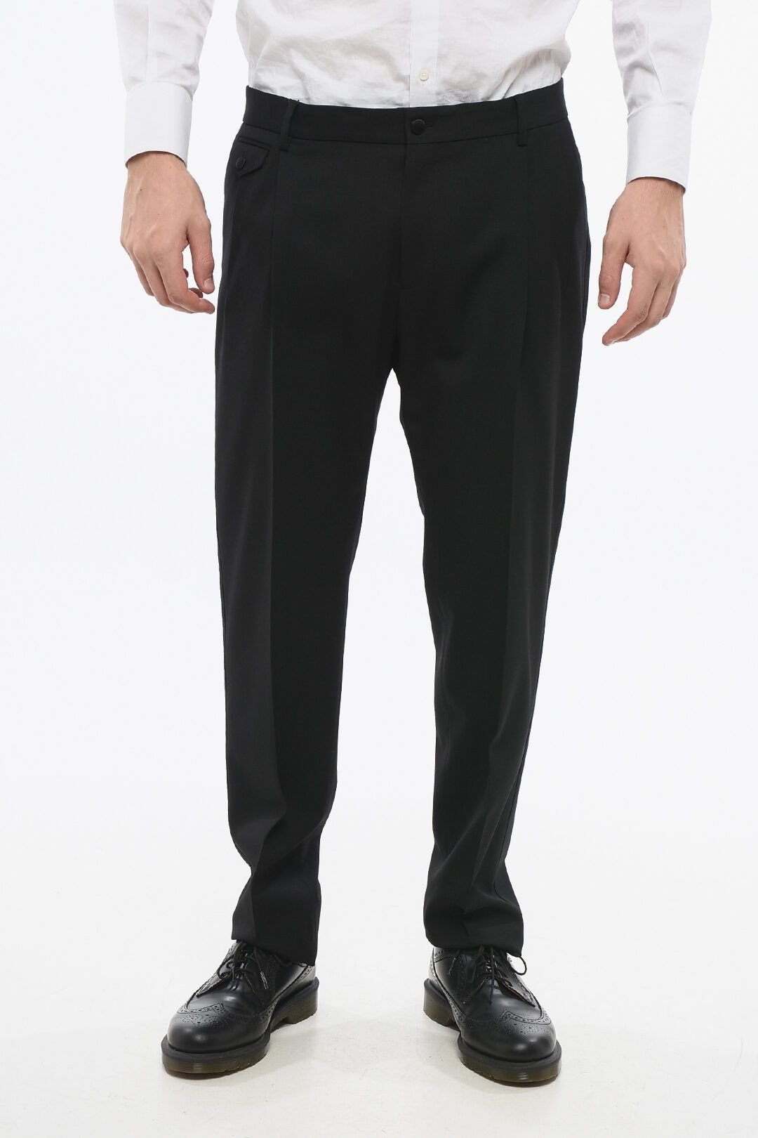 Dolce & Gabbana og1mm0825 Double-Pleated Virgin Wool Pant in Balck Size US 34 / EU 50 - 1 Thumbnail