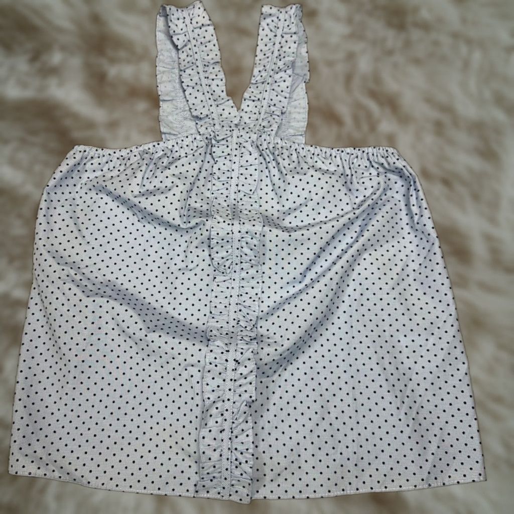 Vintage Waverly Grey Womens Tank Blue Polka Dot Sz S Cotton Pullover New Size S / US 4 / IT 40 - 1 Thumbnail