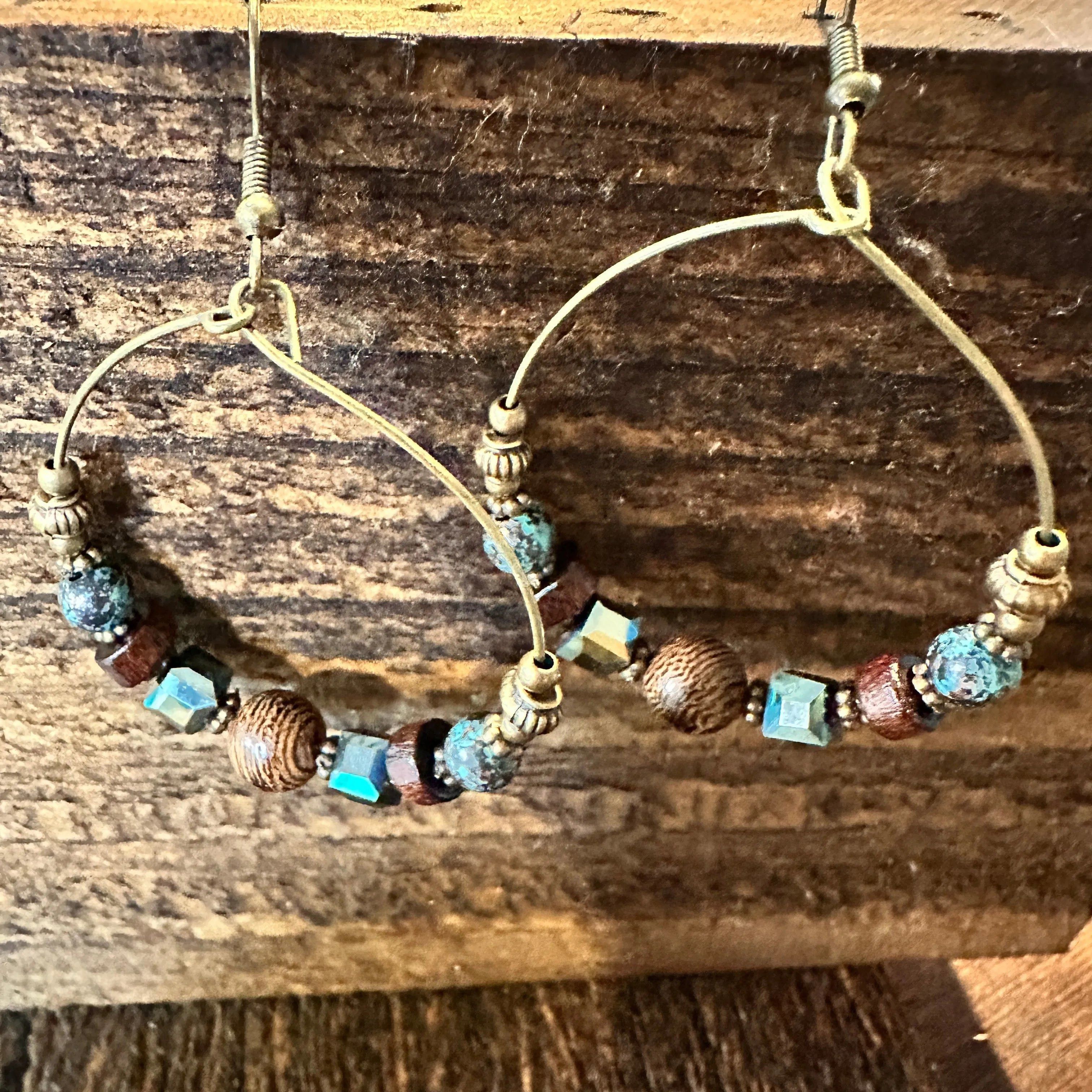 Other Handmade Western Hippie Copper Wire Wooden Beads Drop Earrin Size ONE SIZE - 2 Thumbnail
