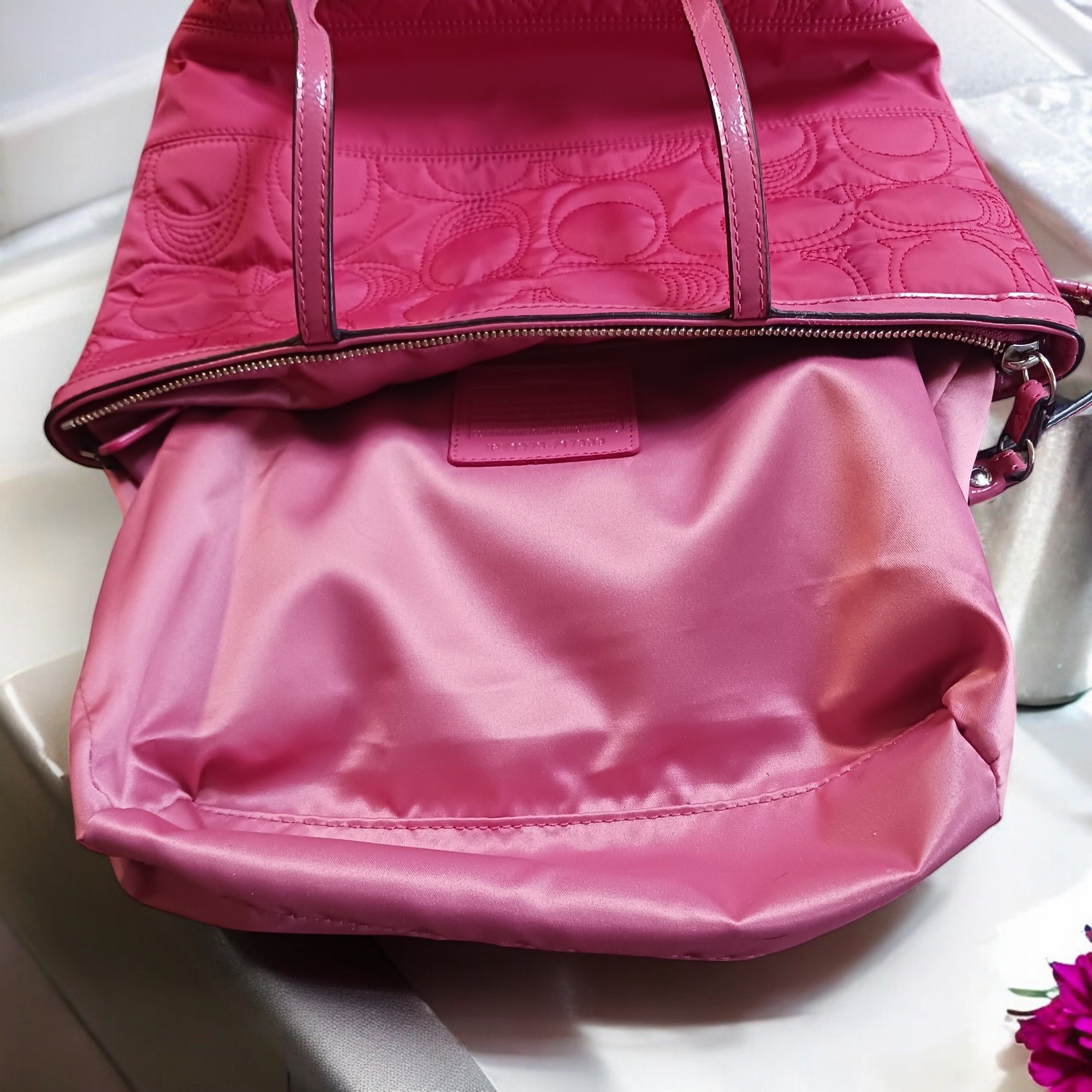 Coach Coach Rose Pink Quilted Signature Tote LeatherTrim Size ONE SIZE - 8 Thumbnail