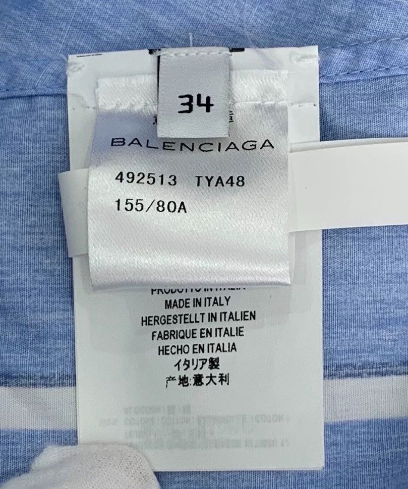 Balenciaga Balenciaga logo letter print blue cotton striped long slee Size XXS / US 00 / IT 34 - 6 Thumbnail