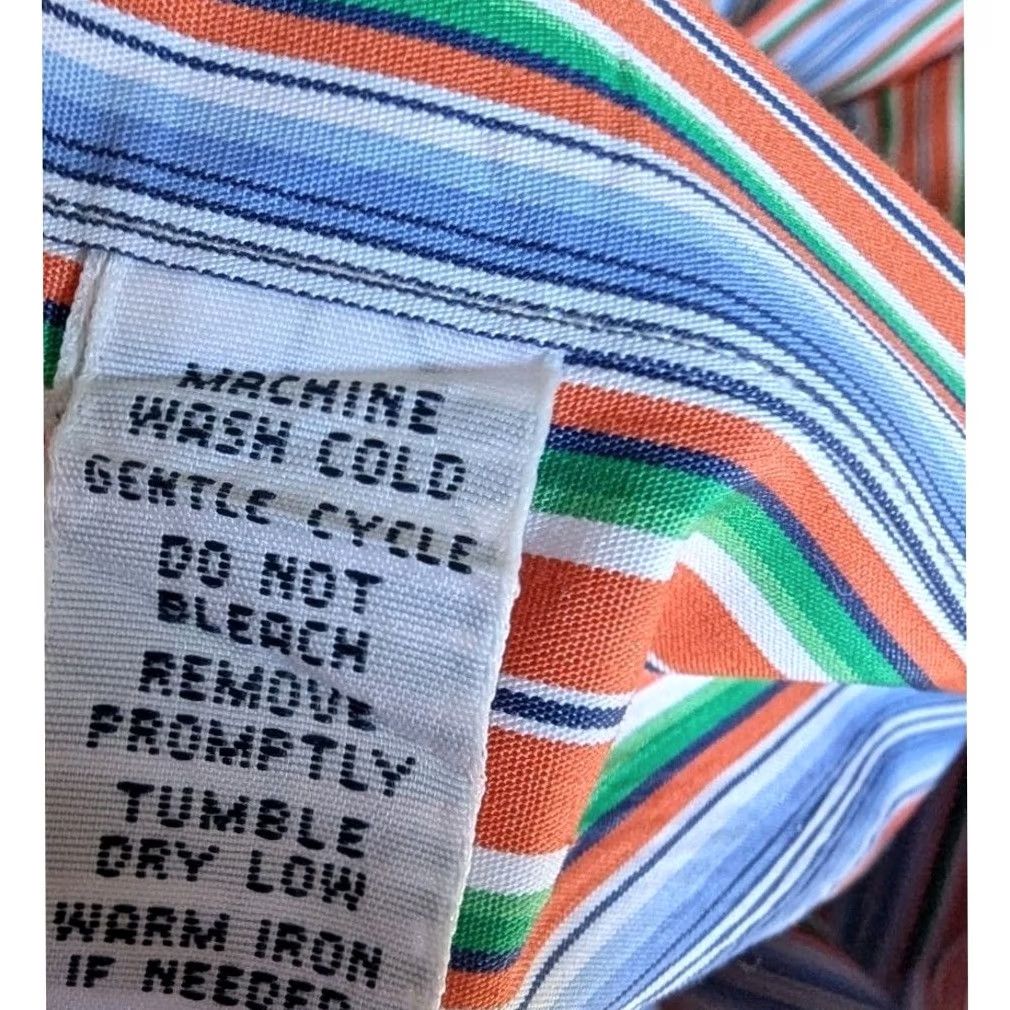 Ralph Lauren Ralph Lauren Classic Fit Striped Button-Down Shirt Orange Blue Green Mens L Colorful Multicolor Striped Embroidered Pony Button-Up Size US L / EU 52-54 / 3 - 7 Thumbnail