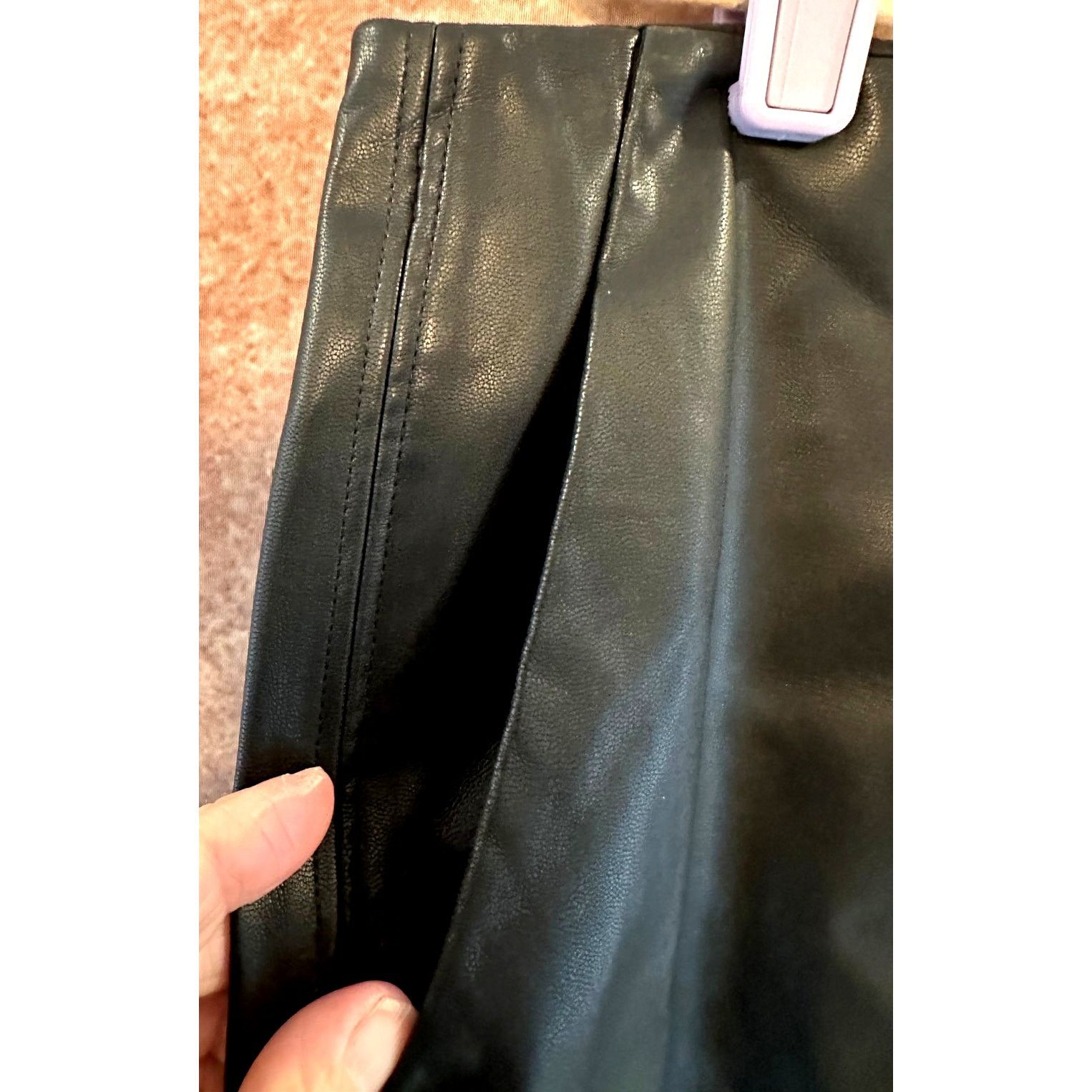 Tanya Taylor Tanya Taylor Adler Faux Leather Pants Bottom Slits Black 18 Size 40" / US 18 - 10 Thumbnail