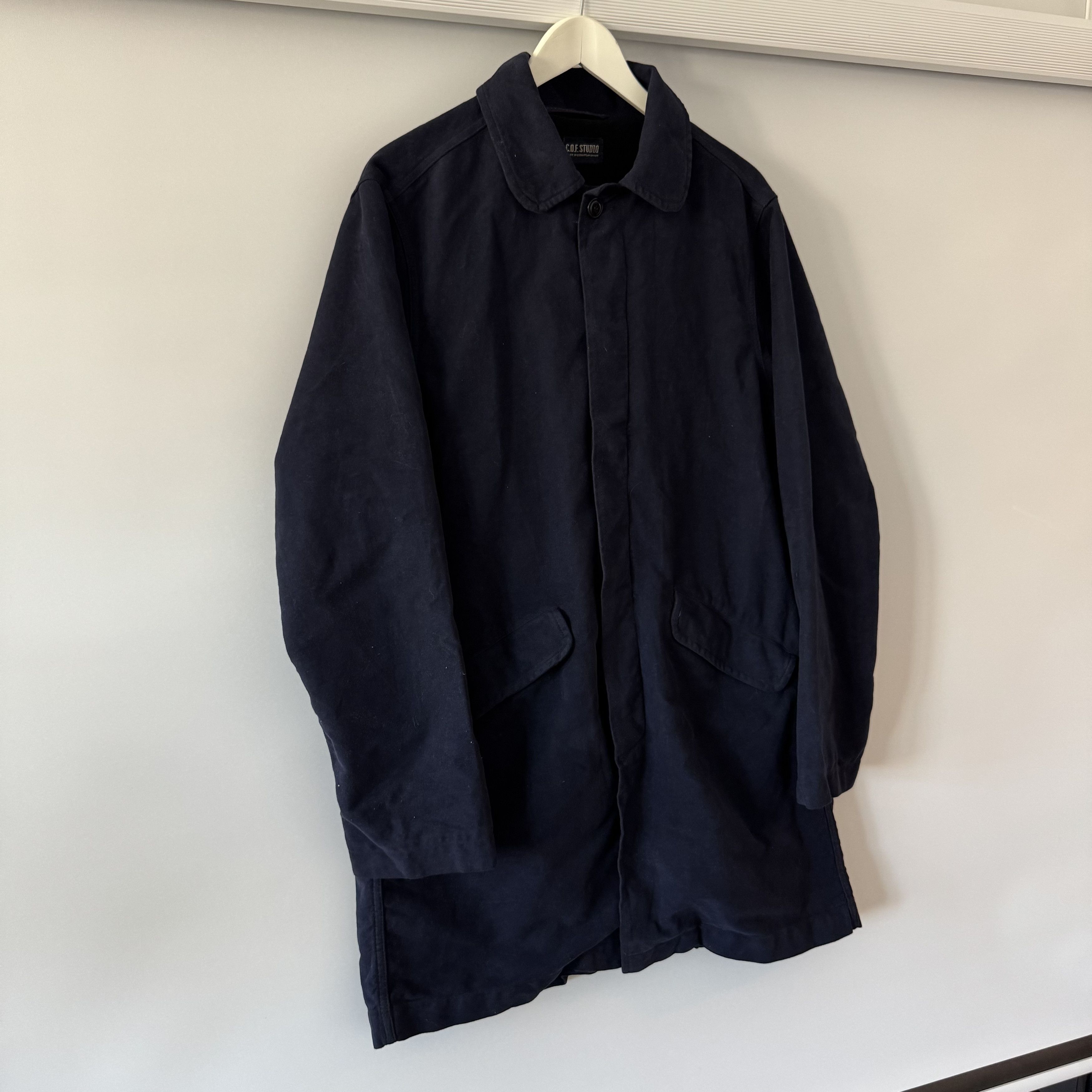 C.O.F. Studio Men's C.O.F Studio Navy Blue Moleskin Cotton Coat Size M Size US M / EU 48-50 / 2 - 2 Thumbnail