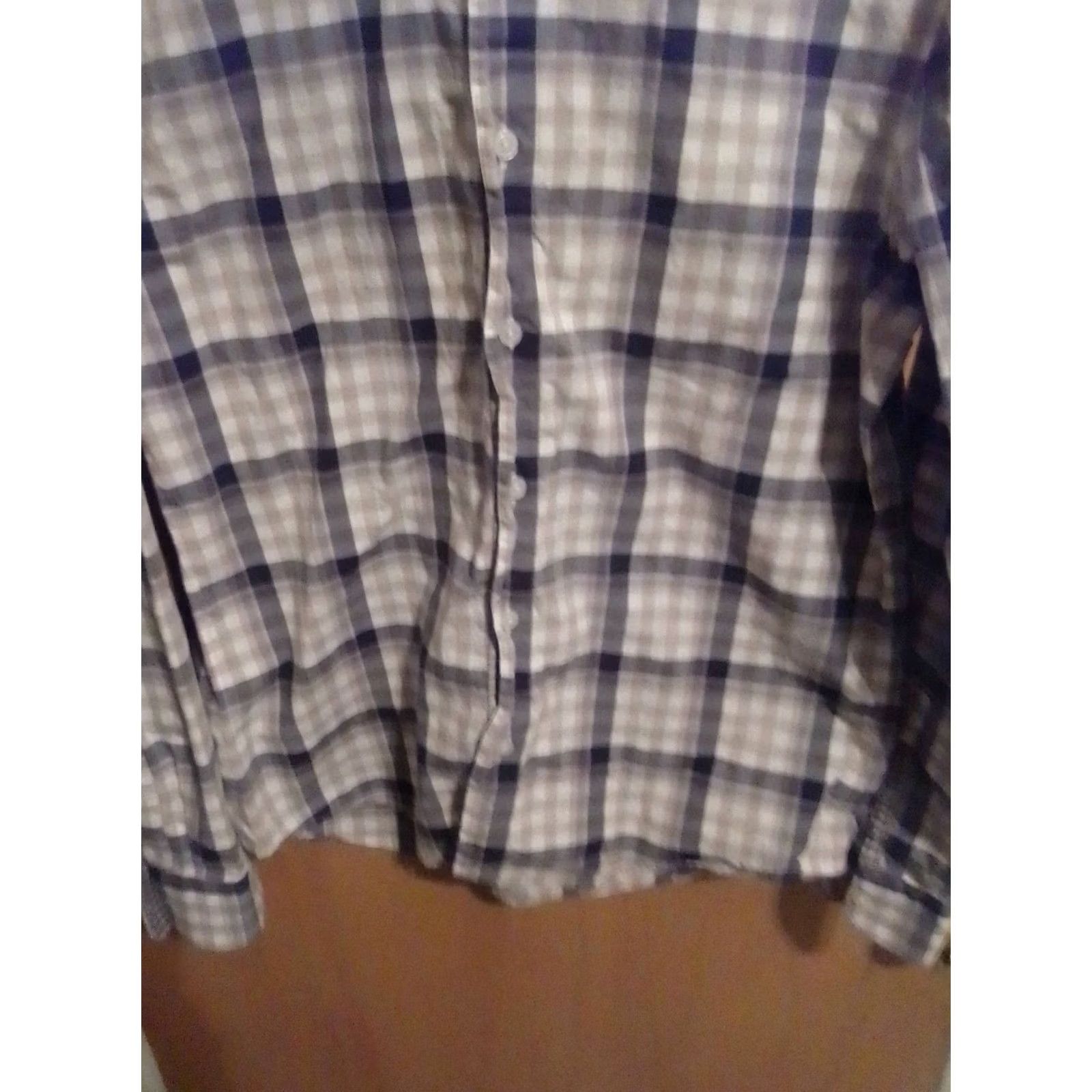 Michael Kors Michael Kors Medium Tailor Fit Long Sleeve Button-Up Cotton Shirt Mens M Brown/White Size US M / EU 48-50 / 2 - 4 Thumbnail