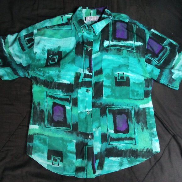 Other Vintage CB Elements Abstract Geometric Button Shirt Size US L / EU 52-54 / 3 - 2 Thumbnail