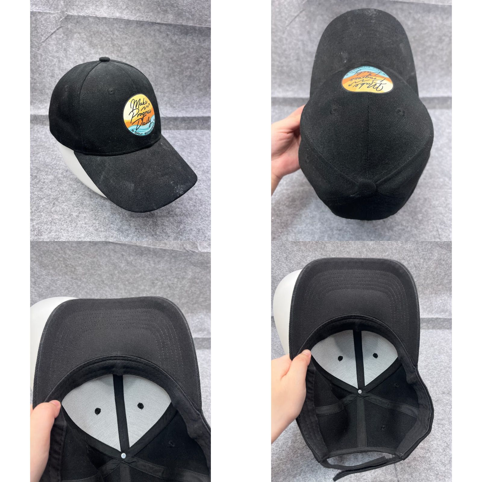 Vintage Make Progress Daily Hat Cap StrapBack Adult One Size Black YT Size ONE SIZE - 8 Thumbnail