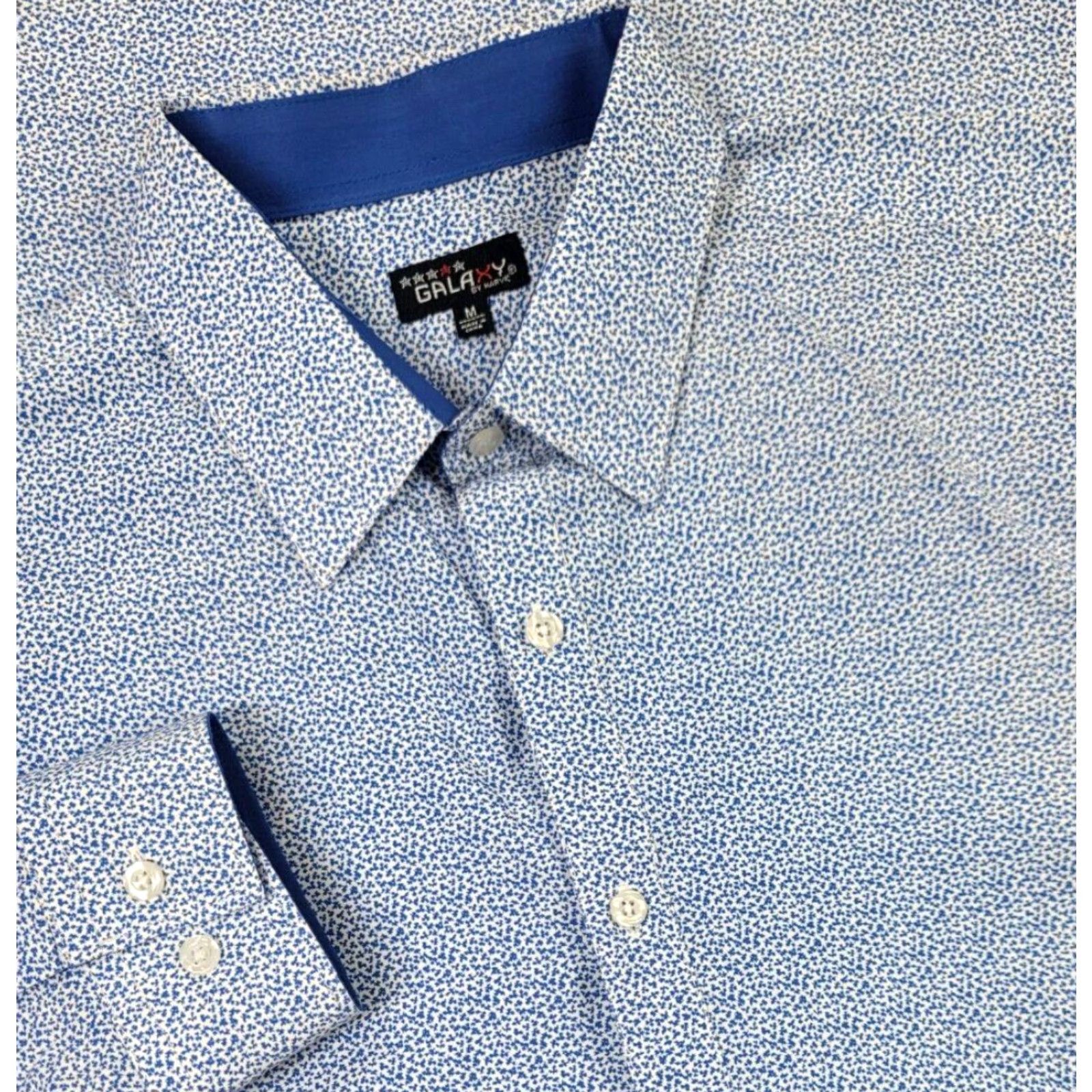 Vintage Galaxy by Harvic Button-Up Shirt Men M Blue Floral Long Sleeve Casual Shirt Size US M / EU 48-50 / 2 - 3 Thumbnail
