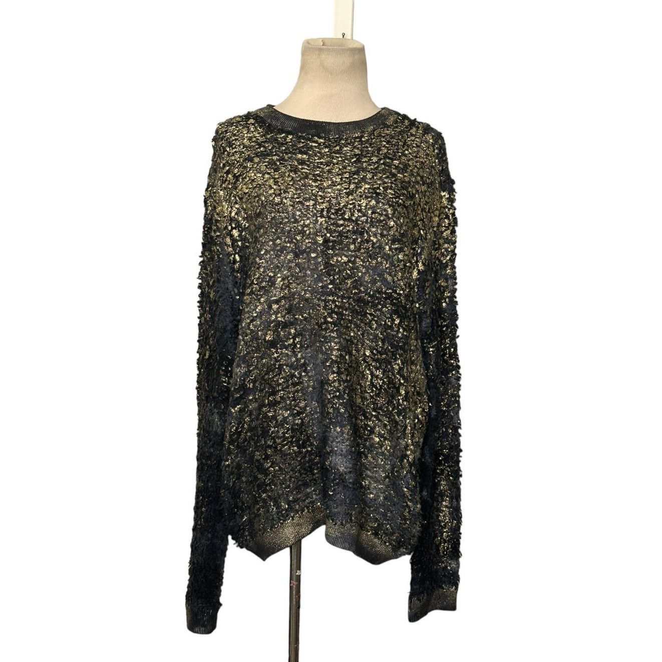 Avant Toi black gold distressed-effect sweater size XL