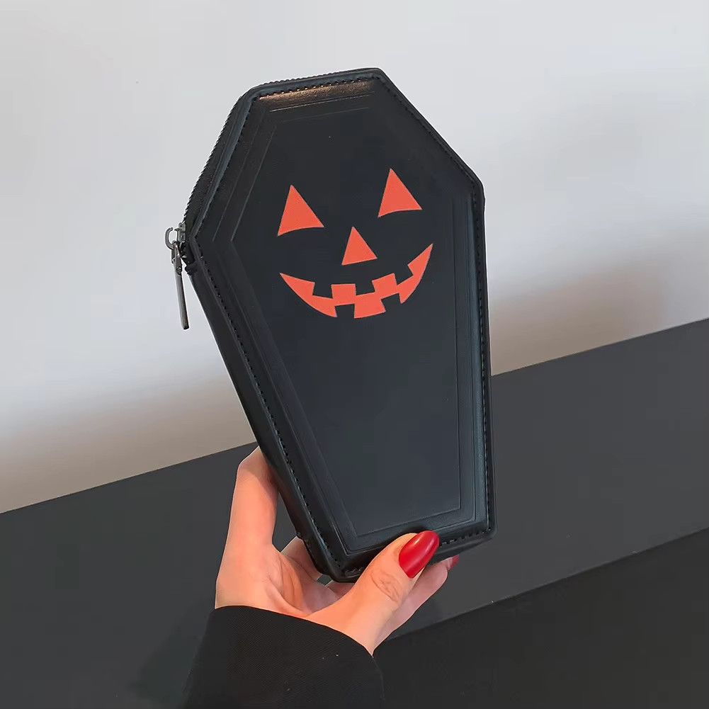 Japanese Brand Coffin Shaped Dark Halloween Pumpkin Wallet Size ONE SIZE - 3 Thumbnail