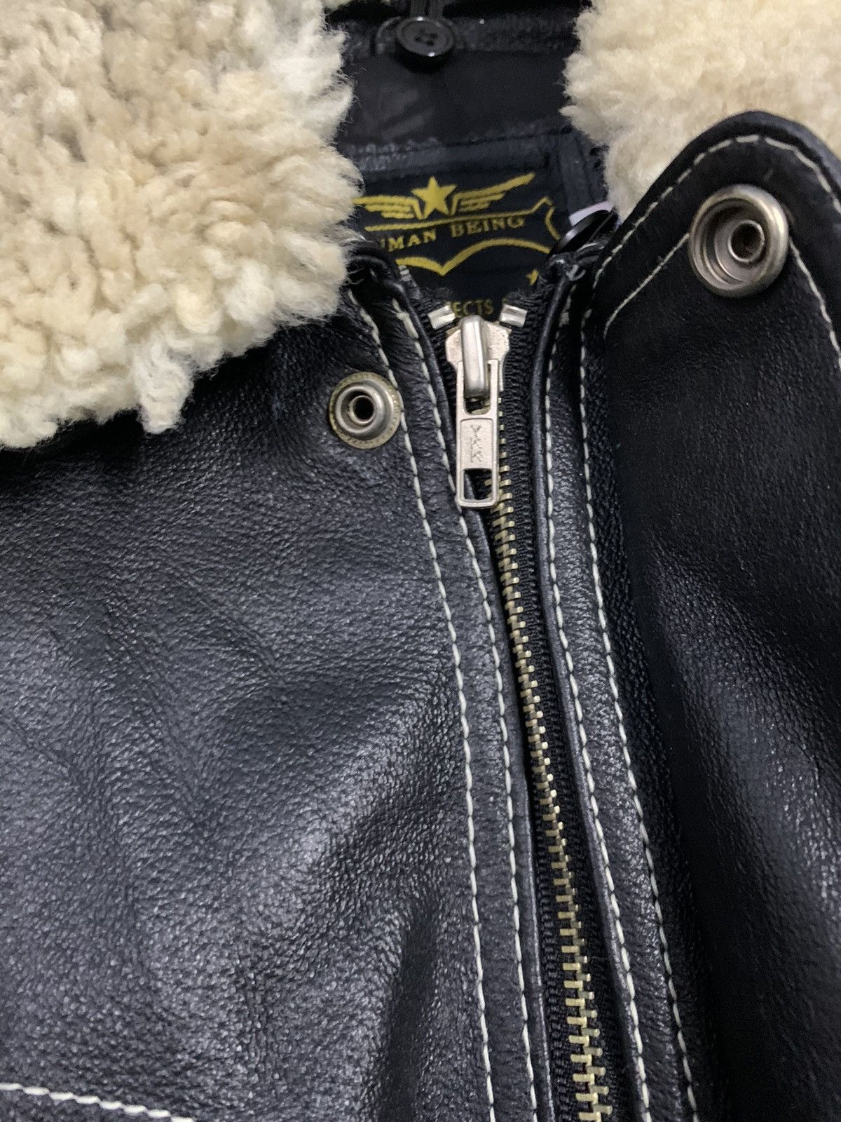 Other Vintage Human Being USA Flag Real Leather Bomber Jacket Size US M / EU 48-50 / 2 - 6 Thumbnail