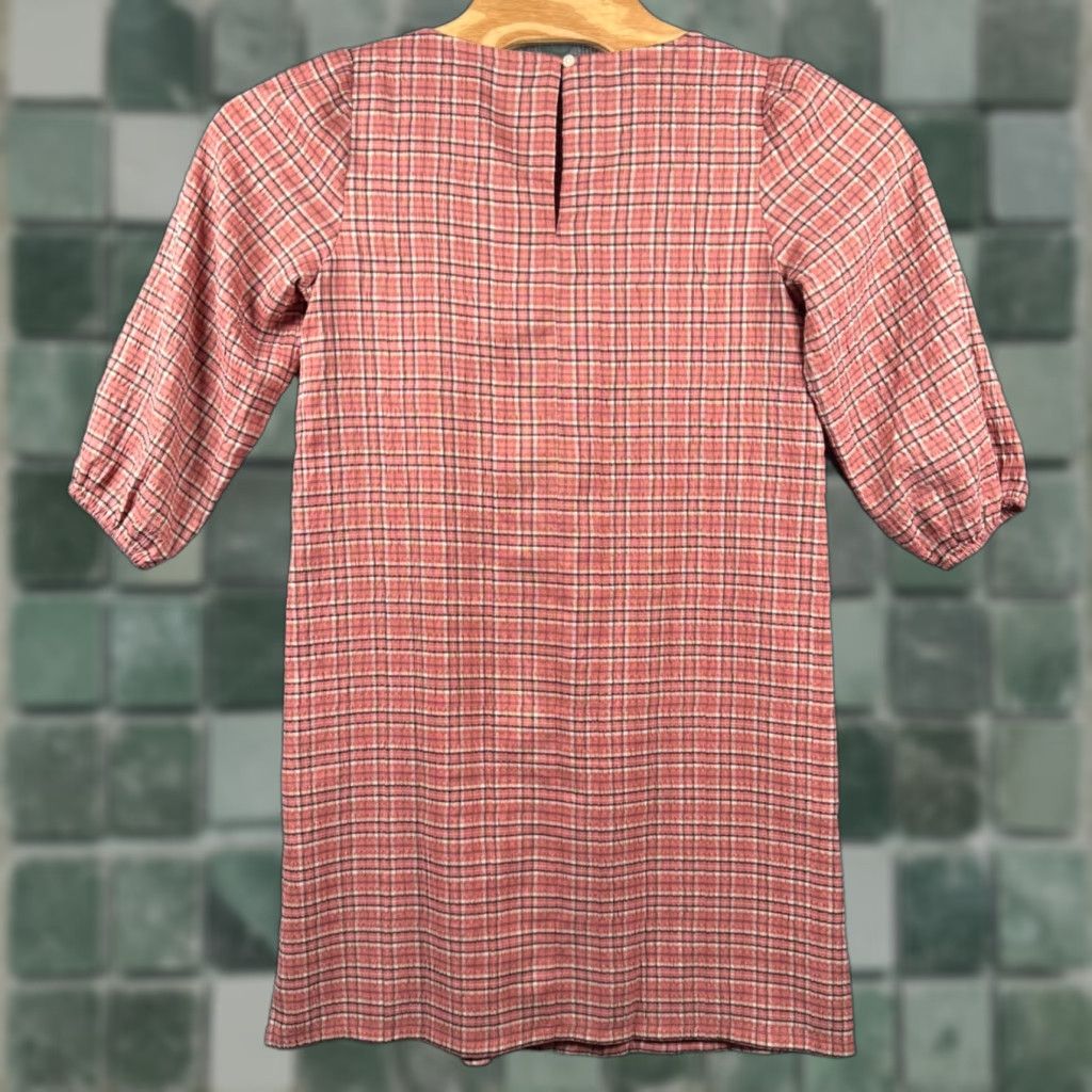 Loft Loft Plaid Seersucker Shift Dress 3/4 Sleeve Lined Pink Small Womens Vintage? No (adjust to non-vintage) Size S / US 4 / IT 40 - 1 Thumbnail