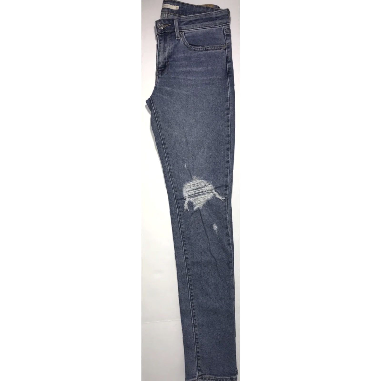 Levi's Levi's Jeans Skinny 711 Women 27 Blue Medium Wash 30in Inseam Low Rise Distressed Slim Pant Womens Size 27" / US 4 / IT 40 - 5 Thumbnail