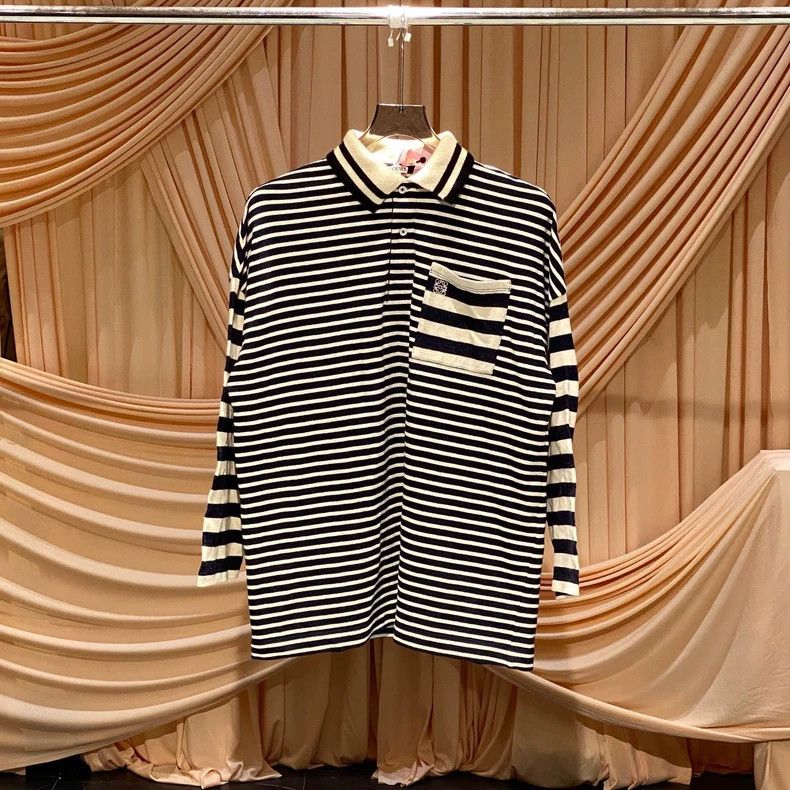 Loewe LOEWE Blue and white striped logo embroidered polo shirt Size XS / US 0-2 / IT 36-38 - 1 Thumbnail