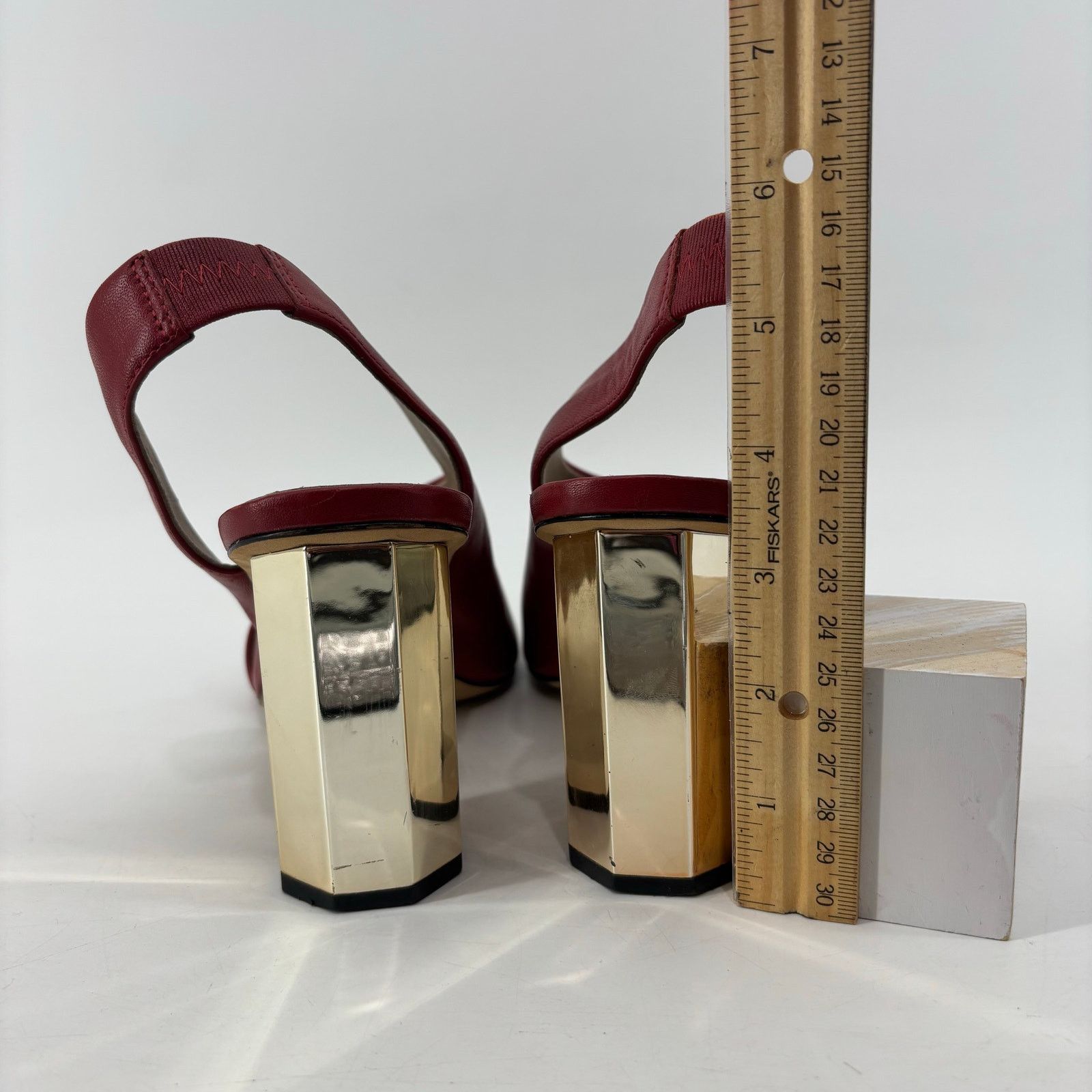 Donald Pliner Donald Pliner Womens Size 9.5 Red Open Toe Pumps Slingback Size US 9.5 / IT 39.5 - 4 Thumbnail
