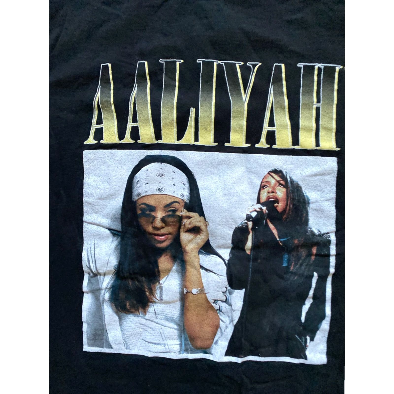 Gildan Aaliyah Unisex T-shirt Black VTG RAre Cotton Women's Sz L Gildan Logo Tee Shirt Short Sleeve Round Neck Music Size L / US 10 / IT 46 - 3 Thumbnail
