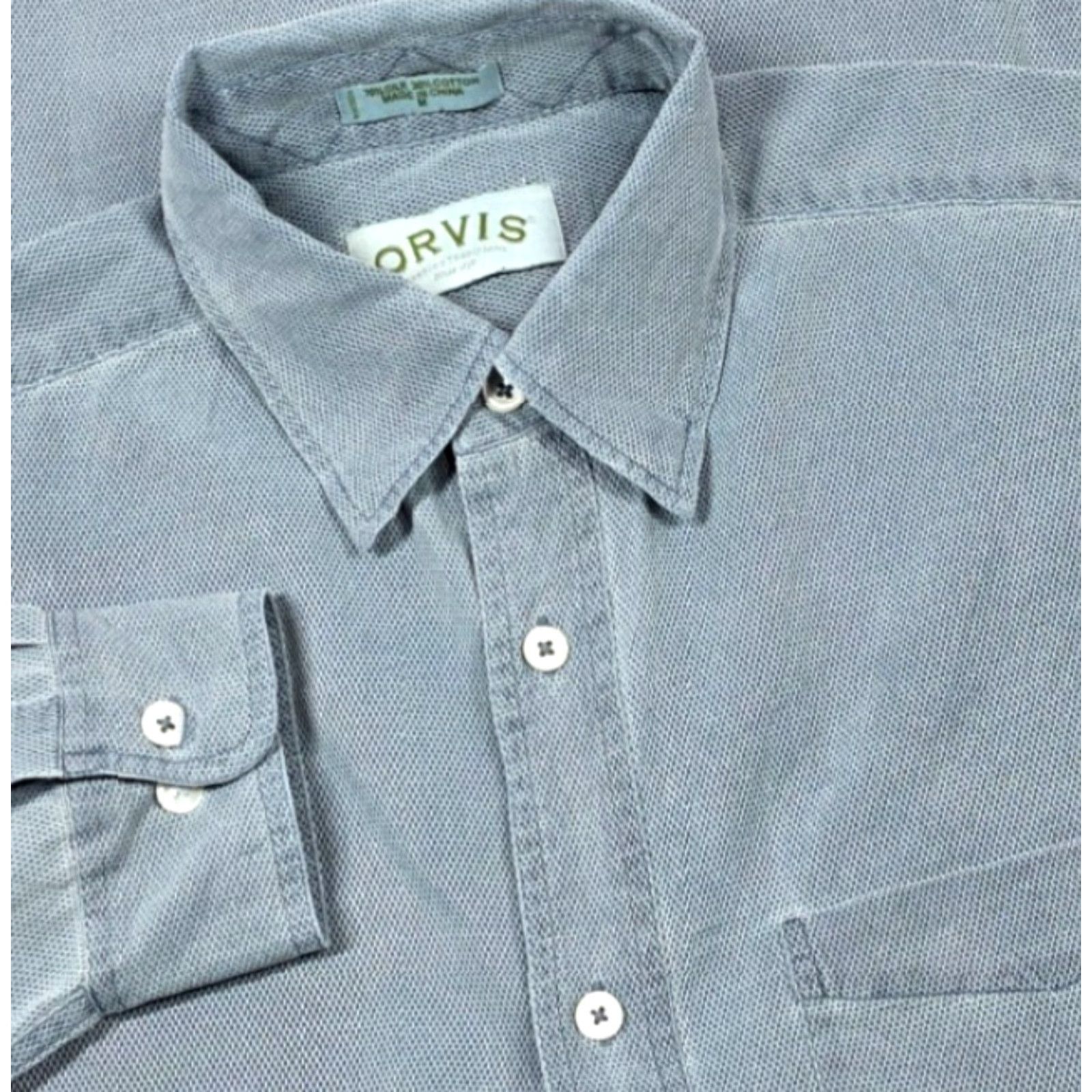 Orvis Orvis Shirt Men M Woven Silk Cotton Blend Blue Button Up Long Sleeve Size US M / EU 48-50 / 2 - 2 Thumbnail