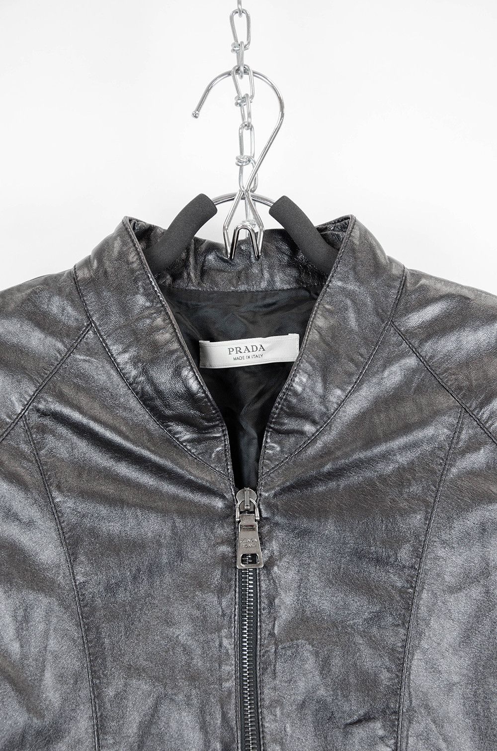 Prada Prada Leather Zip Jacket – Size 42 (Made in Italy) Size M / US 6-8 / IT 42-44 - 4 Thumbnail