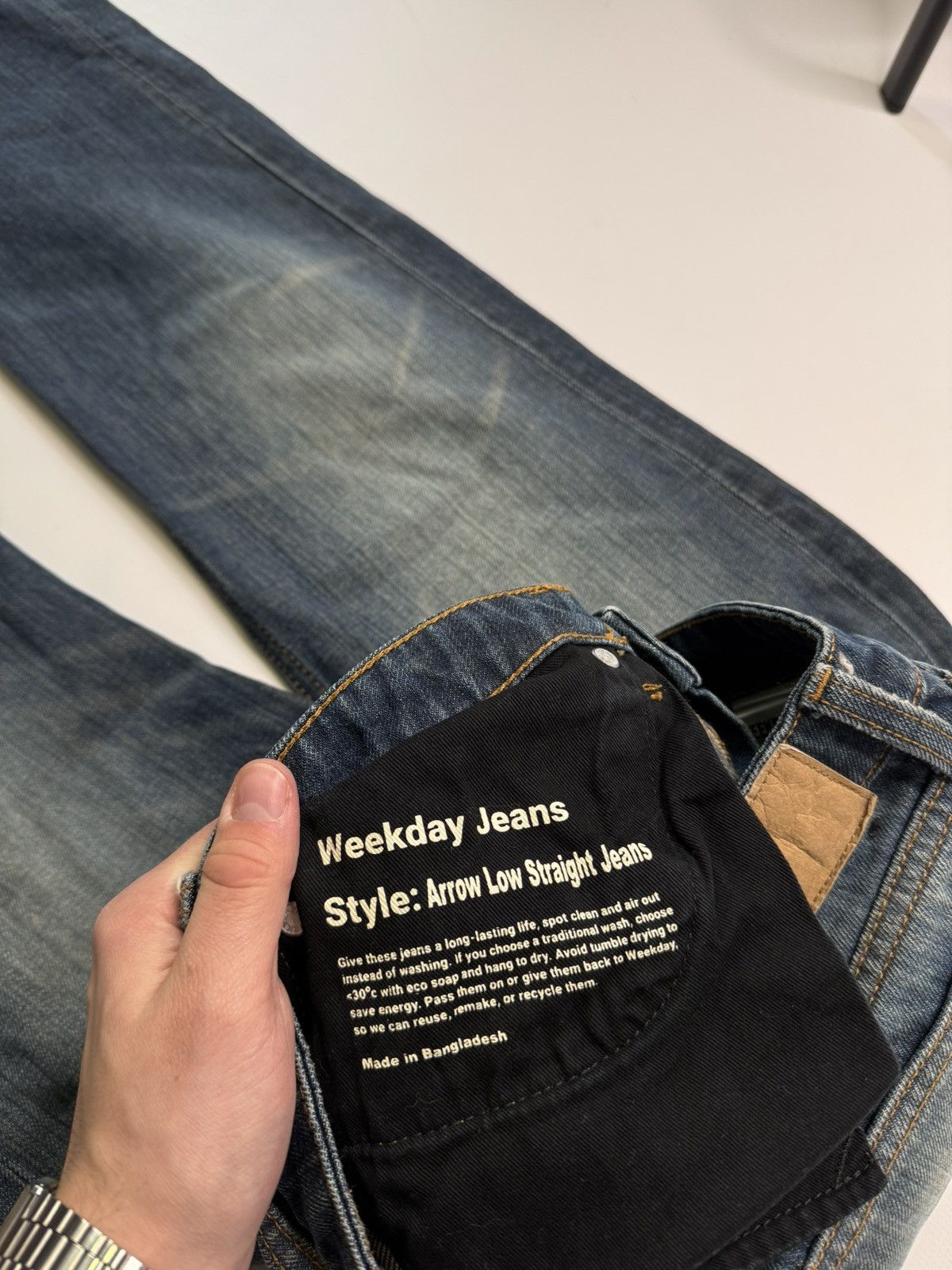 Weekday Blue navy washed jeans weekday arrow swag skater sk8 baggy Size 30" / US 8 / IT 44 - 7 Thumbnail