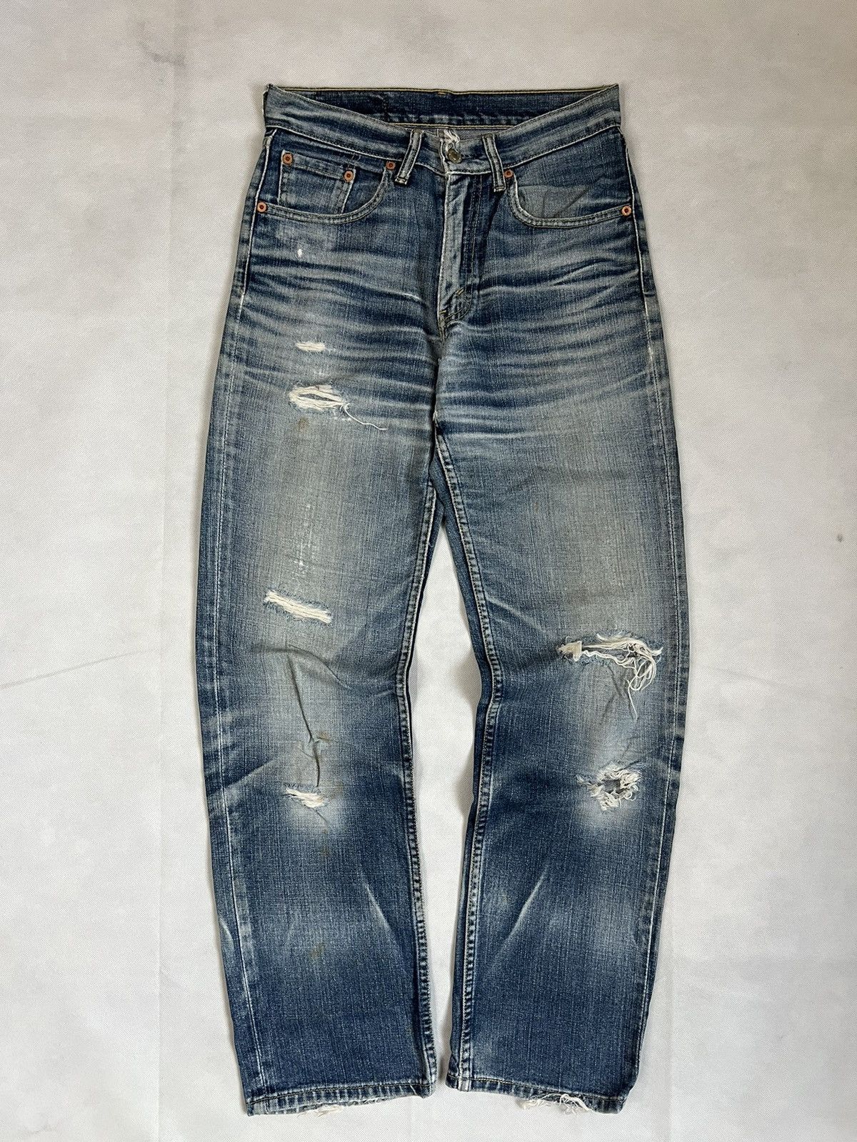 LVC × Levi's Vintage Clothing Vintage 90's Levis Distressed And Aging Karakuri Denim Size US 29 - 1 Thumbnail