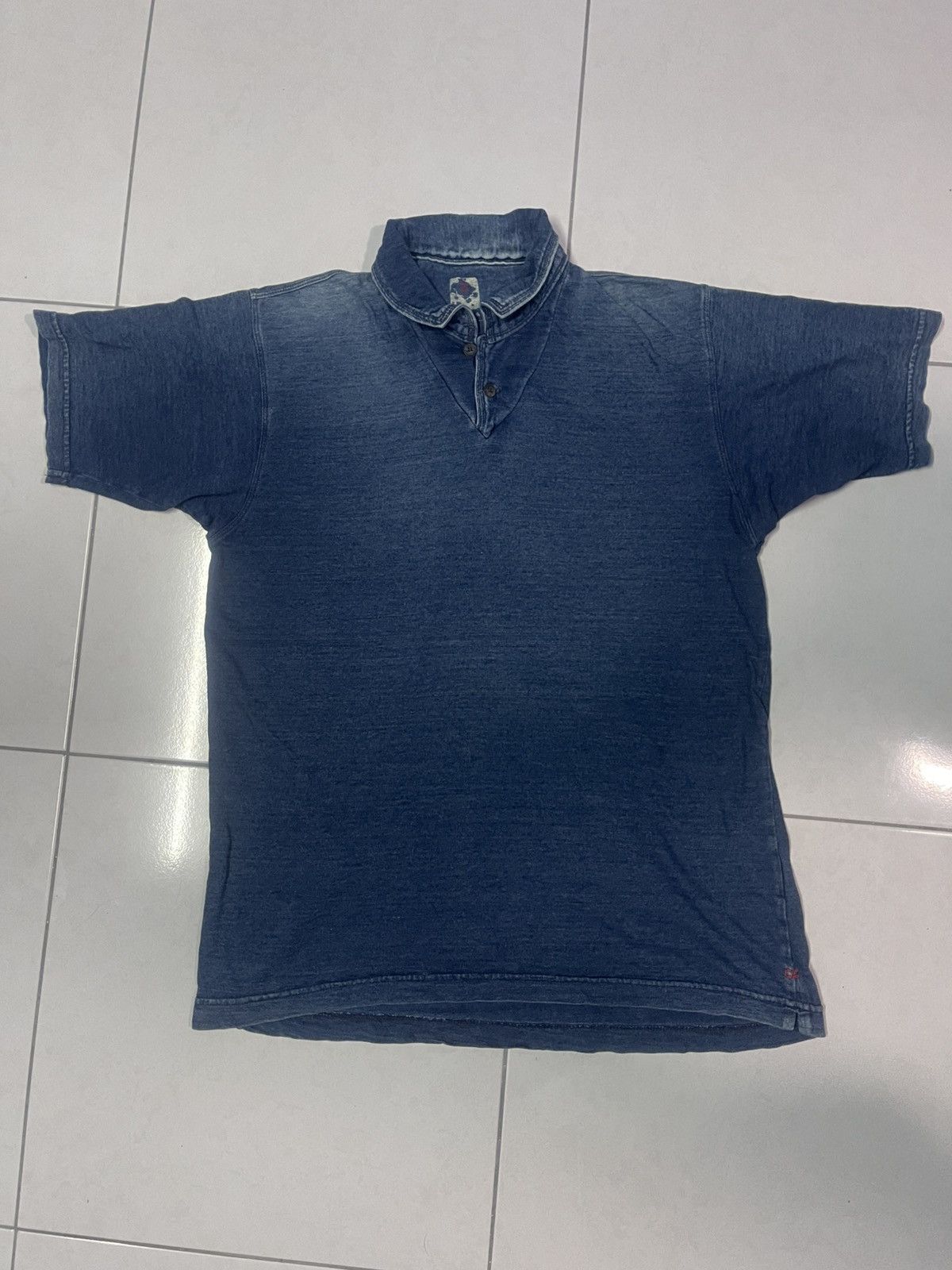 45rpm × Japanese Brand × Kapital 🔥HOT🇯🇵🔥VINTAGE 45 RPM POLO SHIRT BLUE DENIM VERY RARE Size US M / EU 48-50 / 2 - 1 Thumbnail