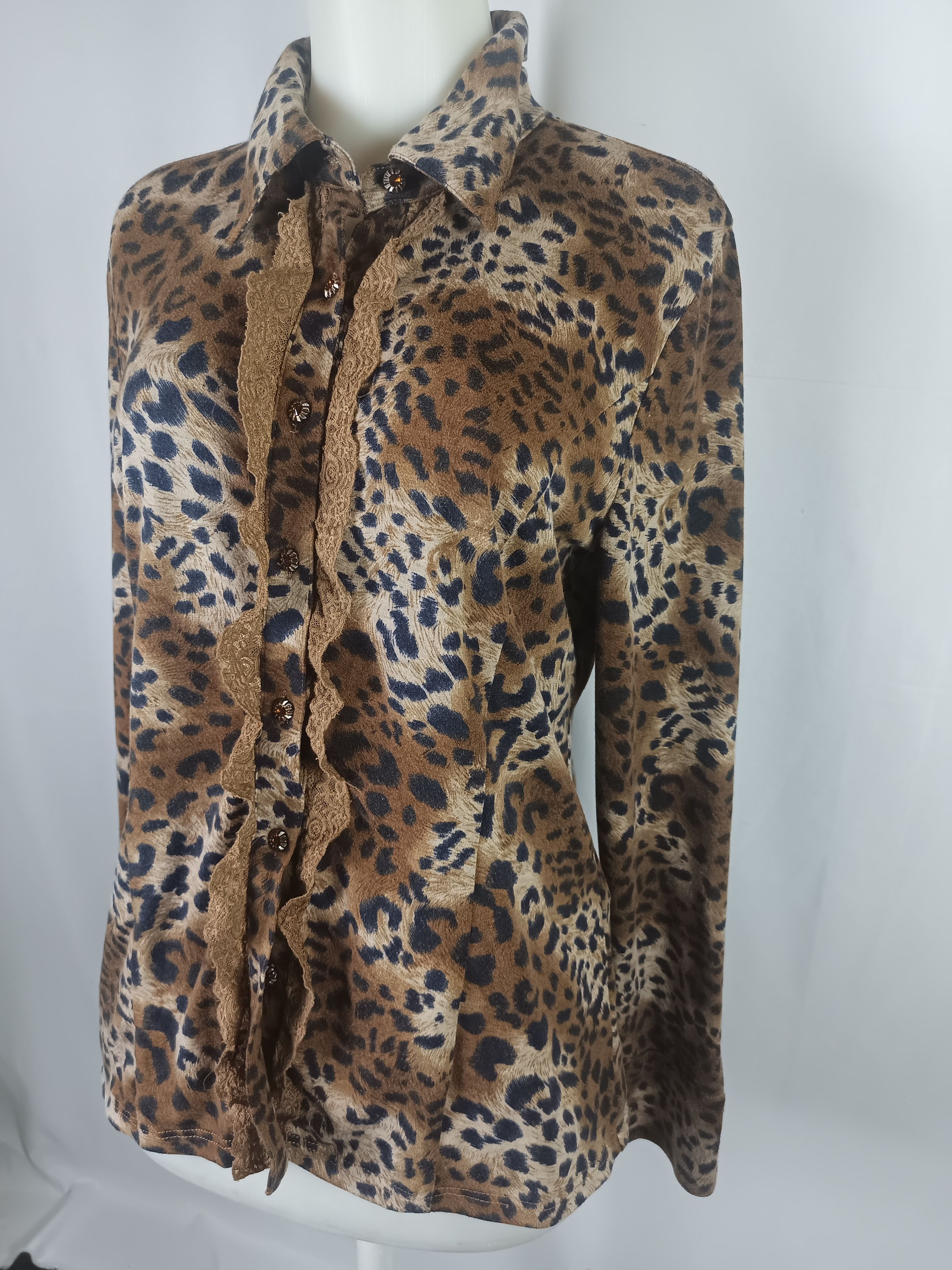 The Unbranded Brand FABIO FERRETTI Leopard Lace Shirt Size M / US 6-8 / IT 42-44 - 2 Thumbnail