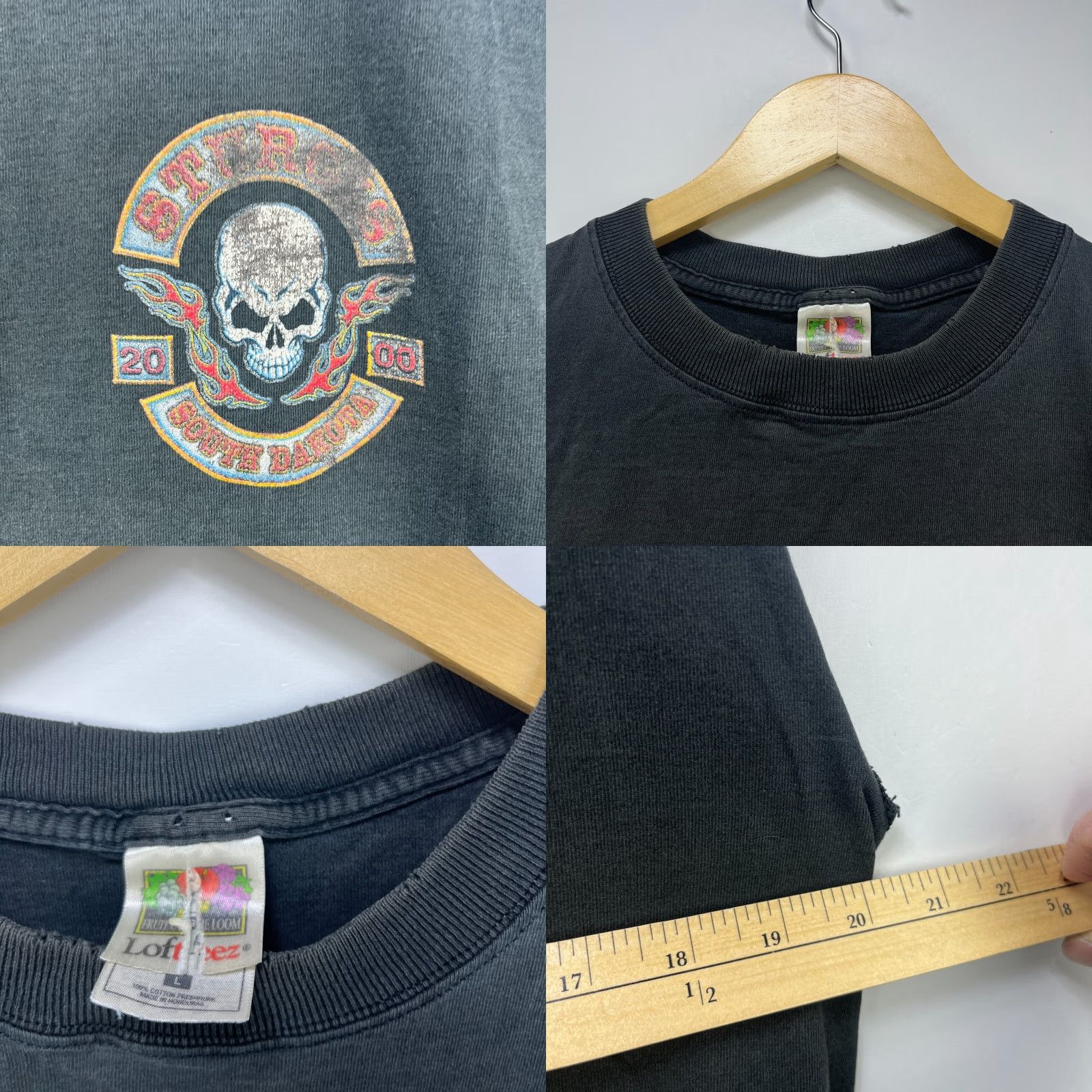 Vintage VINTAGE Sturgis Shirt Men L Black 2000 Sun Faded Biker Skull Flames T Shirt Harley Size US L / EU 52-54 / 3 - 8 Thumbnail