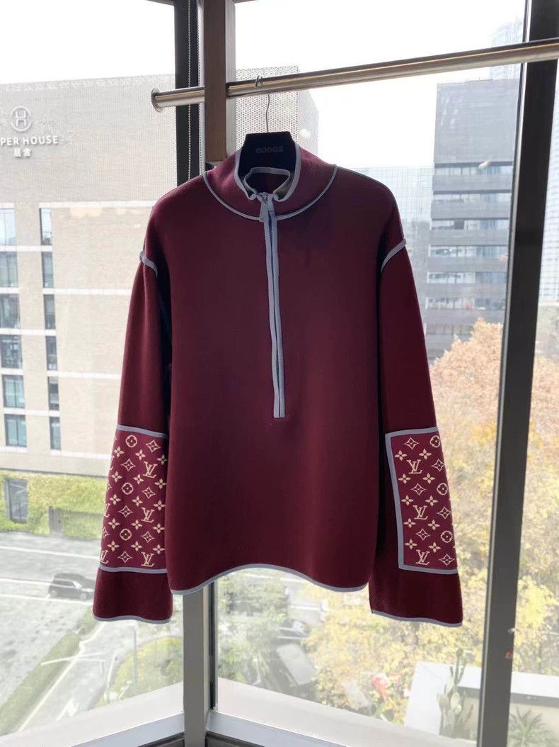 Louis Vuitton Louis Vuitton Nylon/sheep wool wine contrast zip-up sweats Size US S / EU 44-46 / 1 - 2 Thumbnail