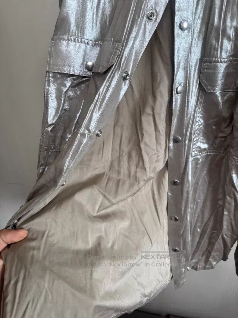 Other Rick Owens 22SS metallic silver blouse with buttoned cuff| Size XS / US 0-2 / IT 36-38 - 2 Thumbnail