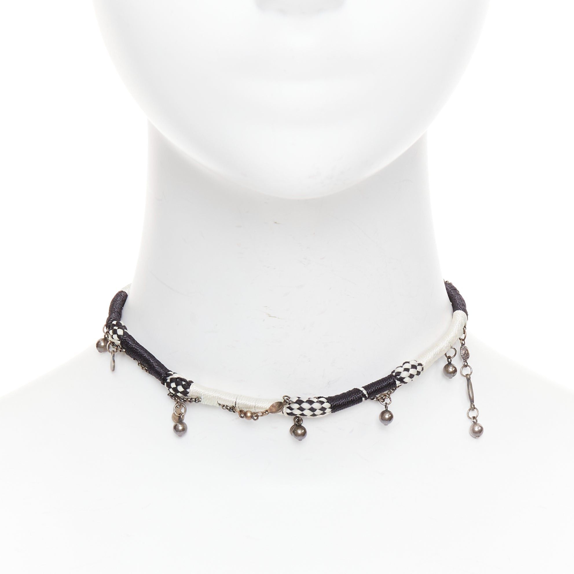 Saint Laurent Paris SAINT LAURENT black white braided tribal ball charms choker necklace Size ONE SIZE - 1 Thumbnail