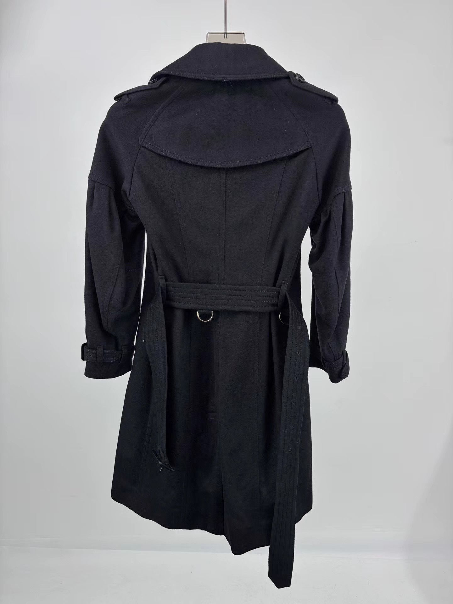 Burberry BURBERRY Black Wool Double-Breasted Coat Size XXS / US 00 / IT 34 - 2 Thumbnail