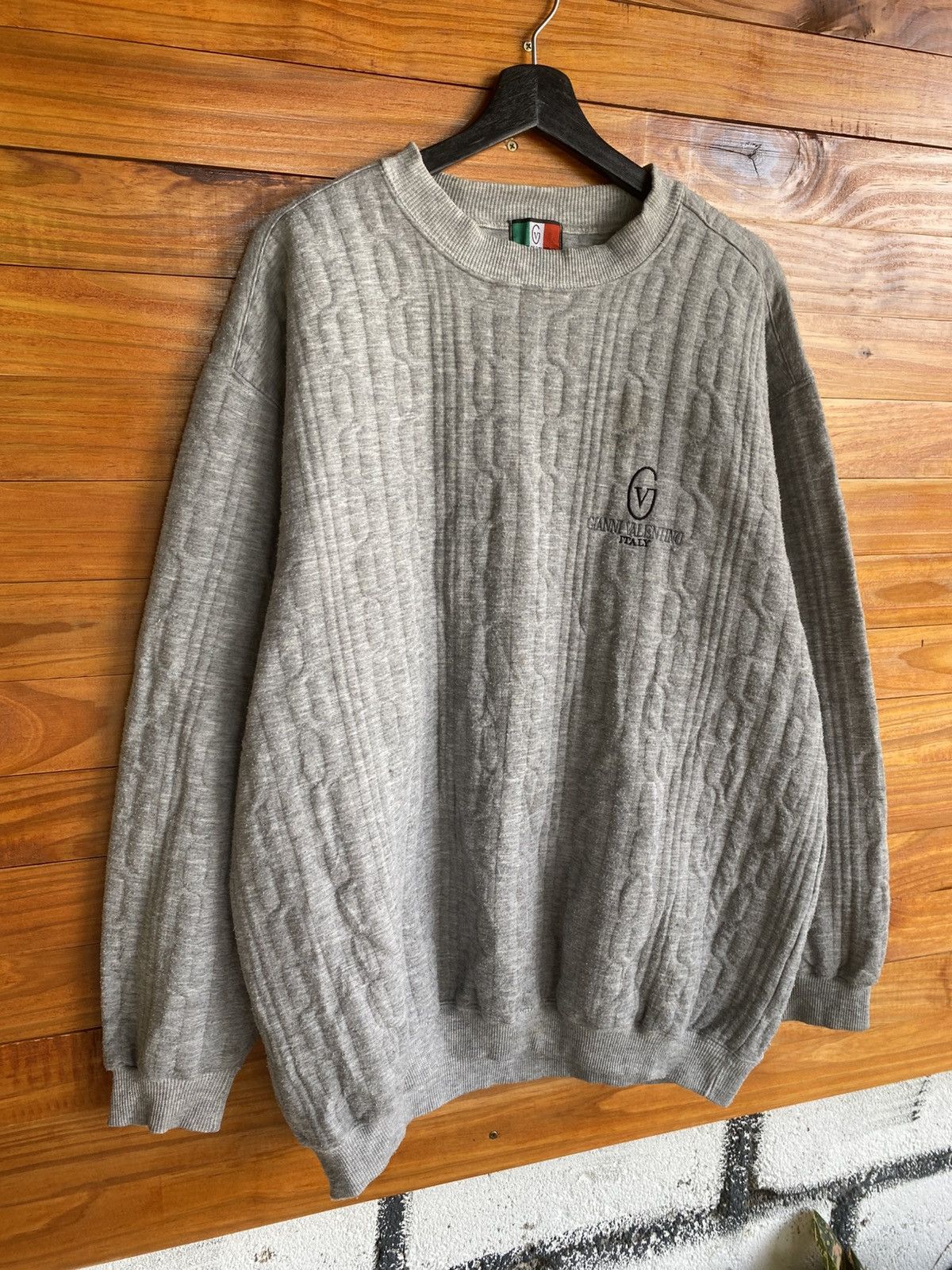 Gianni Valentino Vintage Gianni Valentino Italy Grey Knit Sweatshirt Pullover Size US XXL / EU 58 / 5 - 5 Thumbnail