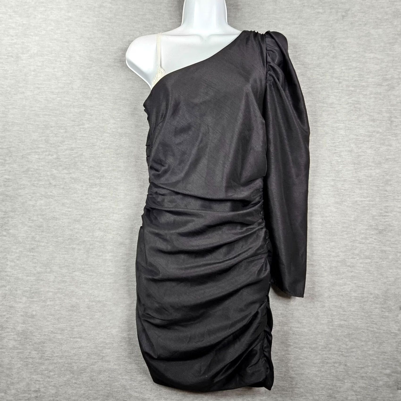 Vintage Aritzia Wilfred rHAPSODY Black One-Shoulder Ruched Dress Size 6 Size M / US 6-8 / IT 42-44 - 2 Thumbnail