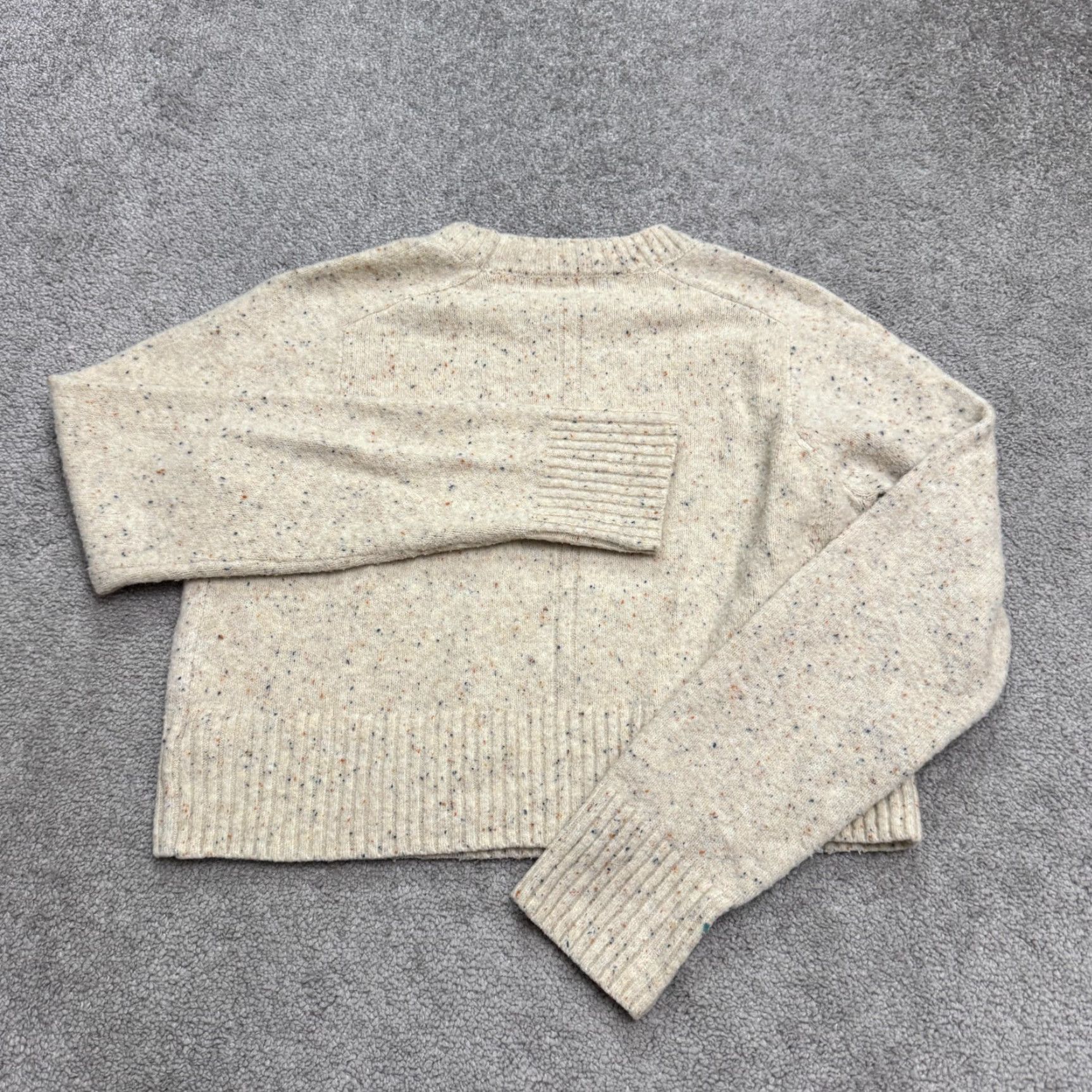Vintage Universal Thread Speckled Cropped Pullover Sweater Womens M Oatmeal Cream Size M / US 6-8 / IT 42-44 - 2 Thumbnail