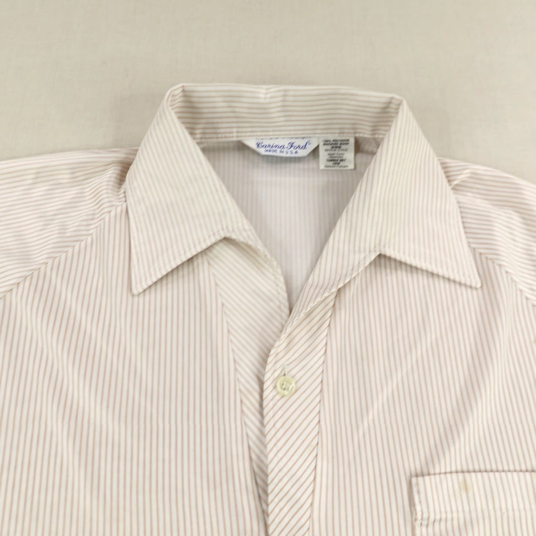 Ford Vintage Carina Ford Shirt Mens Large Brown White Striped Disco Polo 70s USA ^ Size US L / EU 52-54 / 3 - 2 Thumbnail