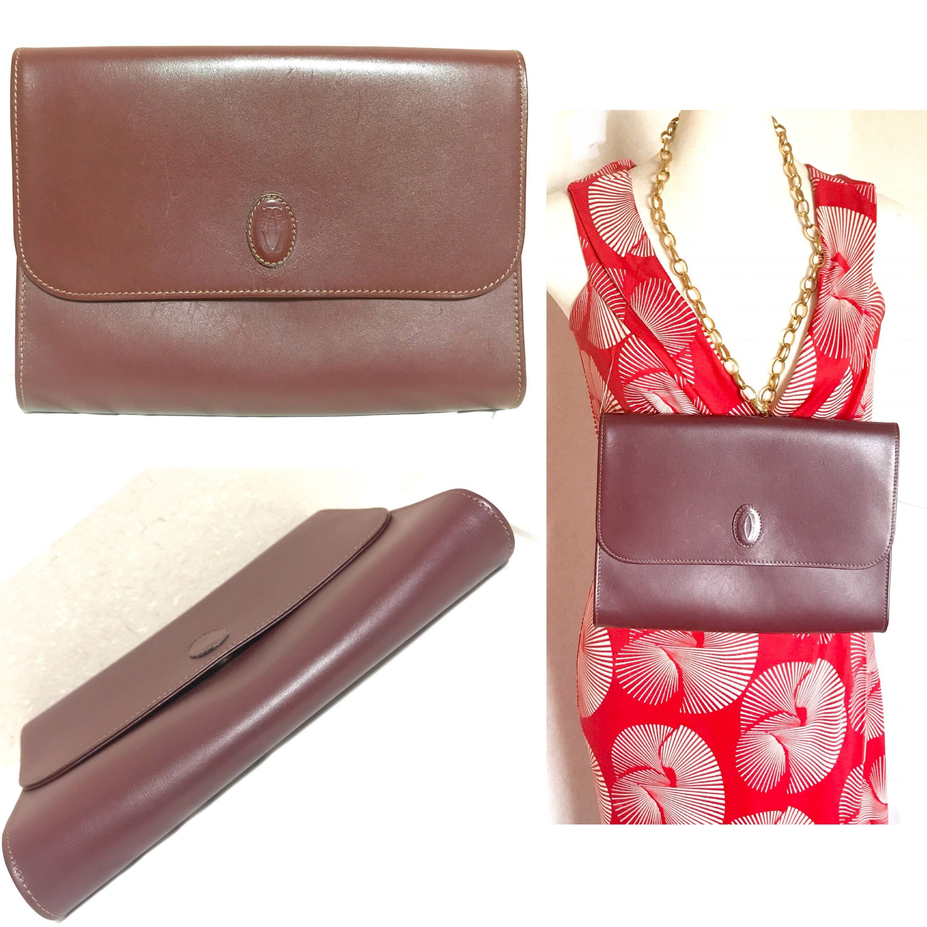 Cartier Vintage Cartier wine leather clutch bag, mini document purse Size ONE SIZE - 9 Thumbnail