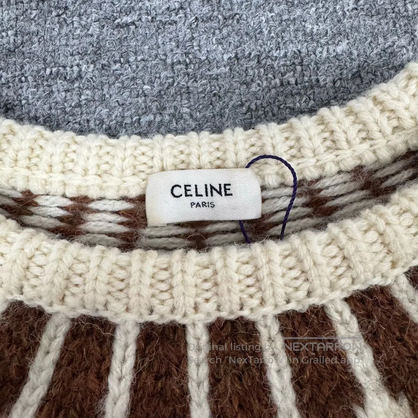 Celine CELINE Fair Island jacquard round-neck short knit sweater| Size XS / US 0-2 / IT 36-38 - 5 Thumbnail