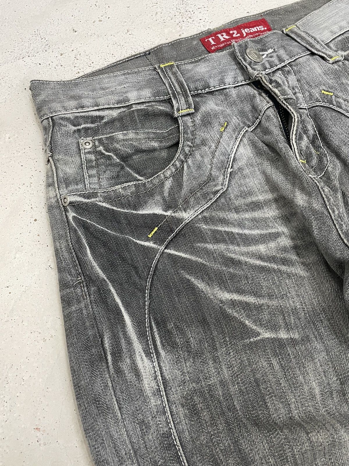 Japanese Brand TR2 Grey Bleach Whisker Semantic Design Denim Size US 30 / EU 46 - 10 Thumbnail