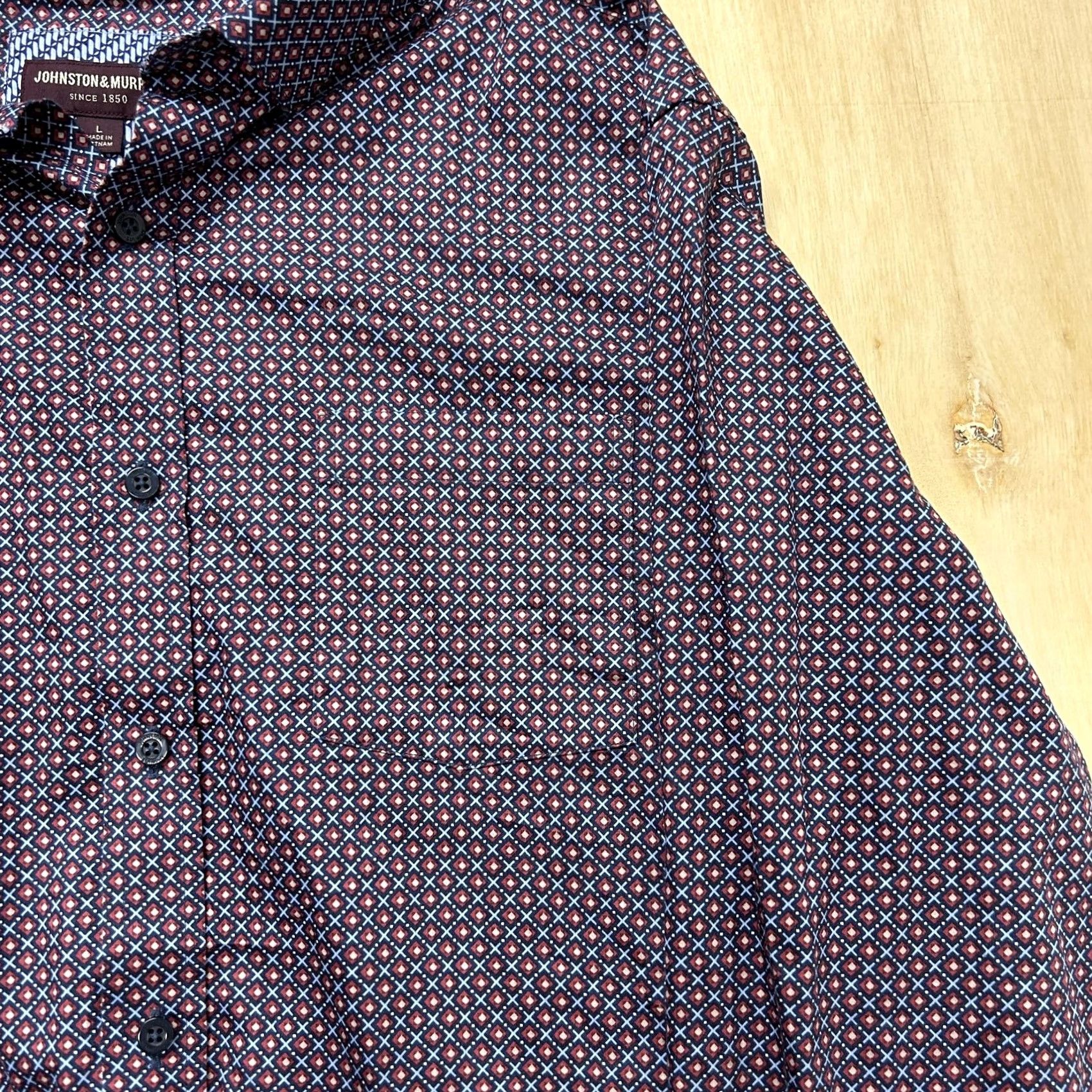 Johnston & Murphy Johnston & Murphy Shirt Mens Large Red Geometric Long Sleeve Button-Up Casual Size US L / EU 52-54 / 3 - 2 Thumbnail
