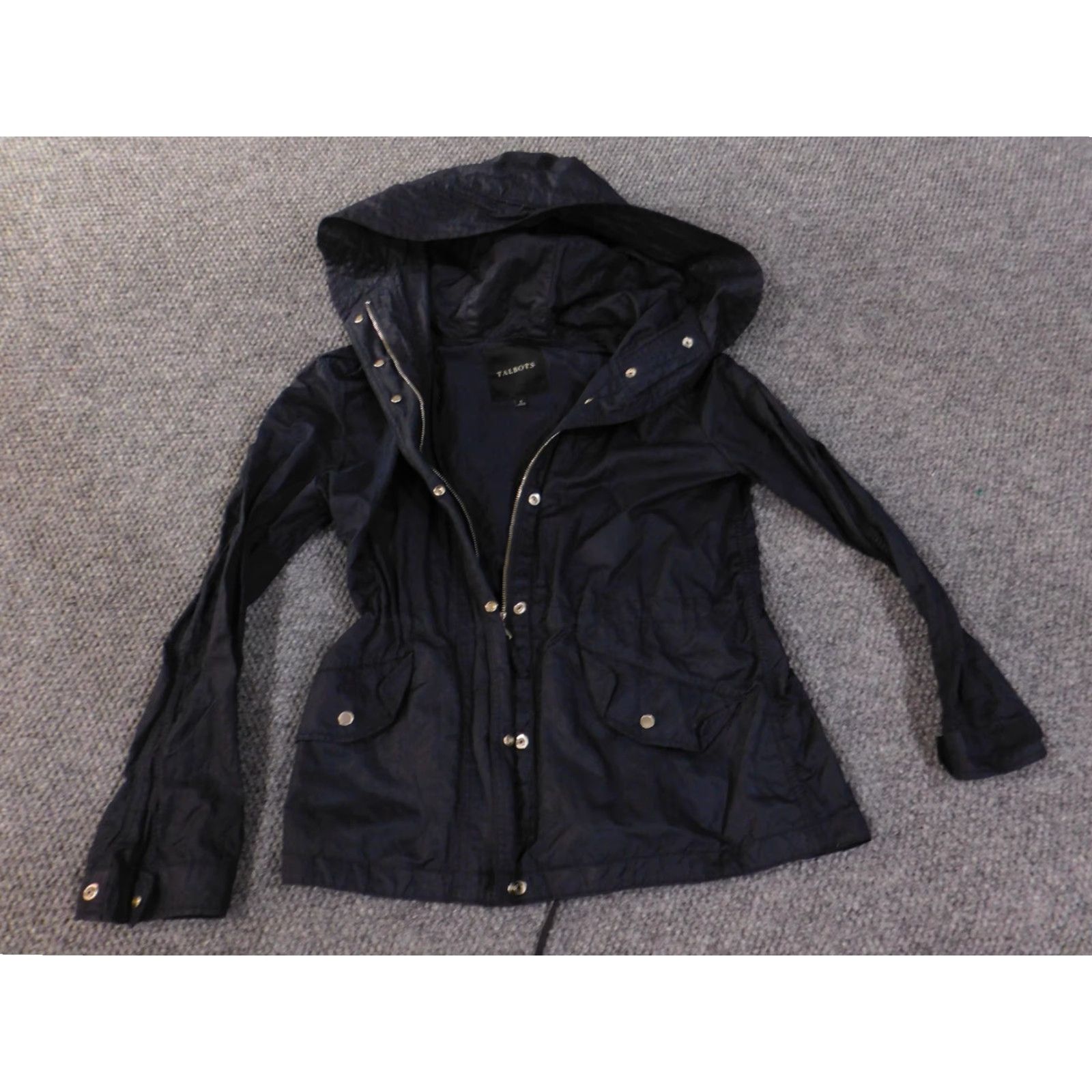 Talbots Talbots Jacket 6 Blue Zip Hoodie Womens Cotton Metallic Drawstring Casual Jacket Size M / US 6-8 / IT 42-44 - 2 Thumbnail