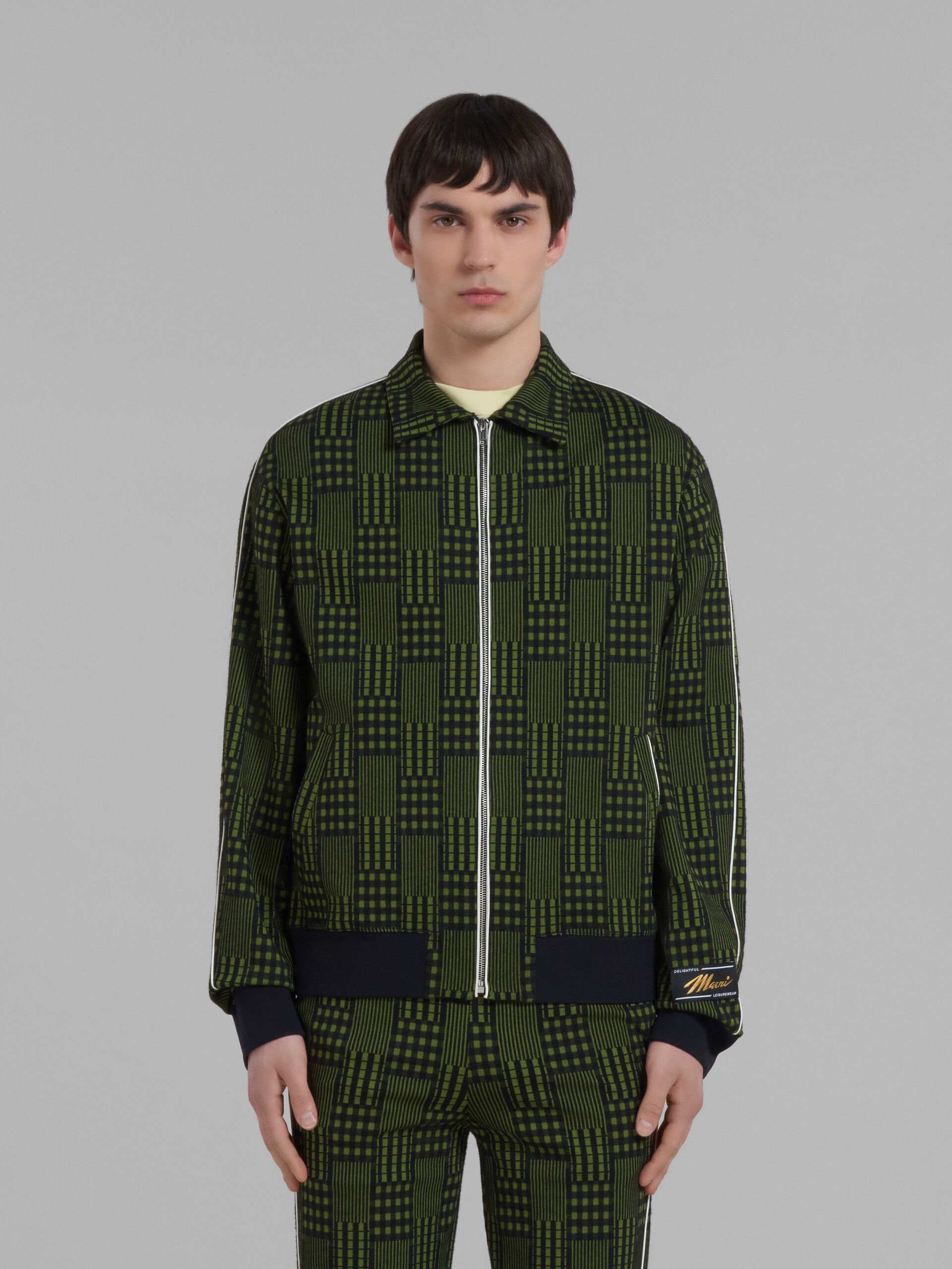 Marni o1w1db10125 Jersey Jacket With Checks And Stripes in Green Size US XL / EU 56 / 4 - 2 Thumbnail