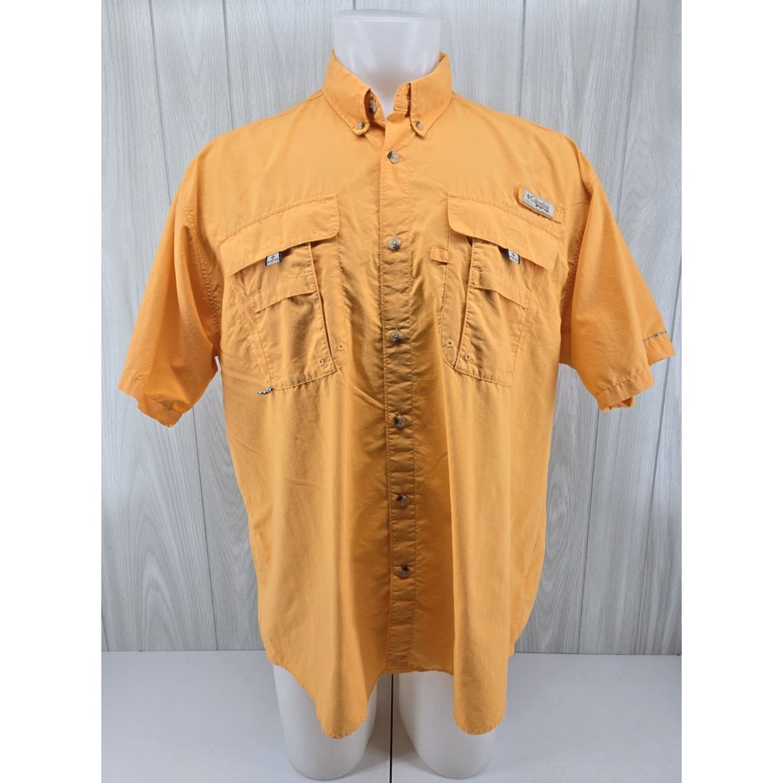 Vintage VINTAGE Columbia PFG Omni-Shade Orange Button-Down Shirt Large Men Short Sleeve Collared Button-Up Shirt Size US L / EU 52-54 / 3 - 2 Thumbnail
