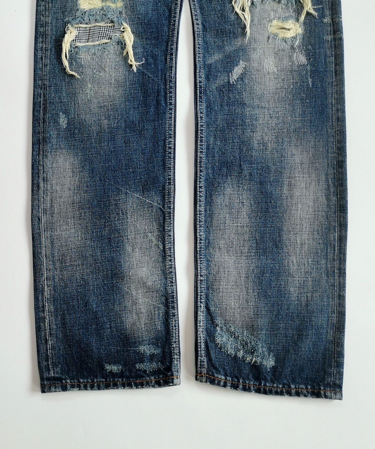 Takeo Kikuchi Takeo Kikuchi Plaid Patchwork Denim Jeans ERD Grunge Size US 31 - 5 Thumbnail