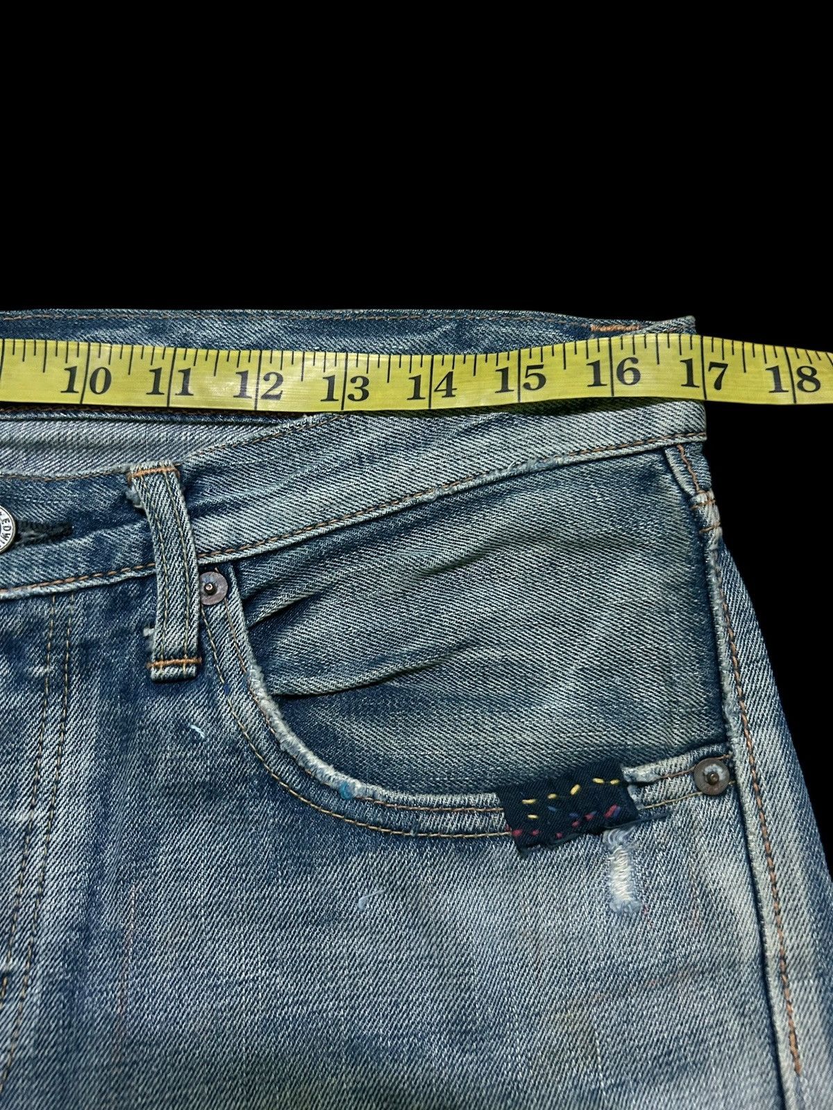 Edwin × Kapital × Vintage 🔥 VINTAGE EDWIN SELVEDGE DISTRESSED CUSTOM MADE DENIM JEANS Size US 34 / EU 50 - 19 Thumbnail