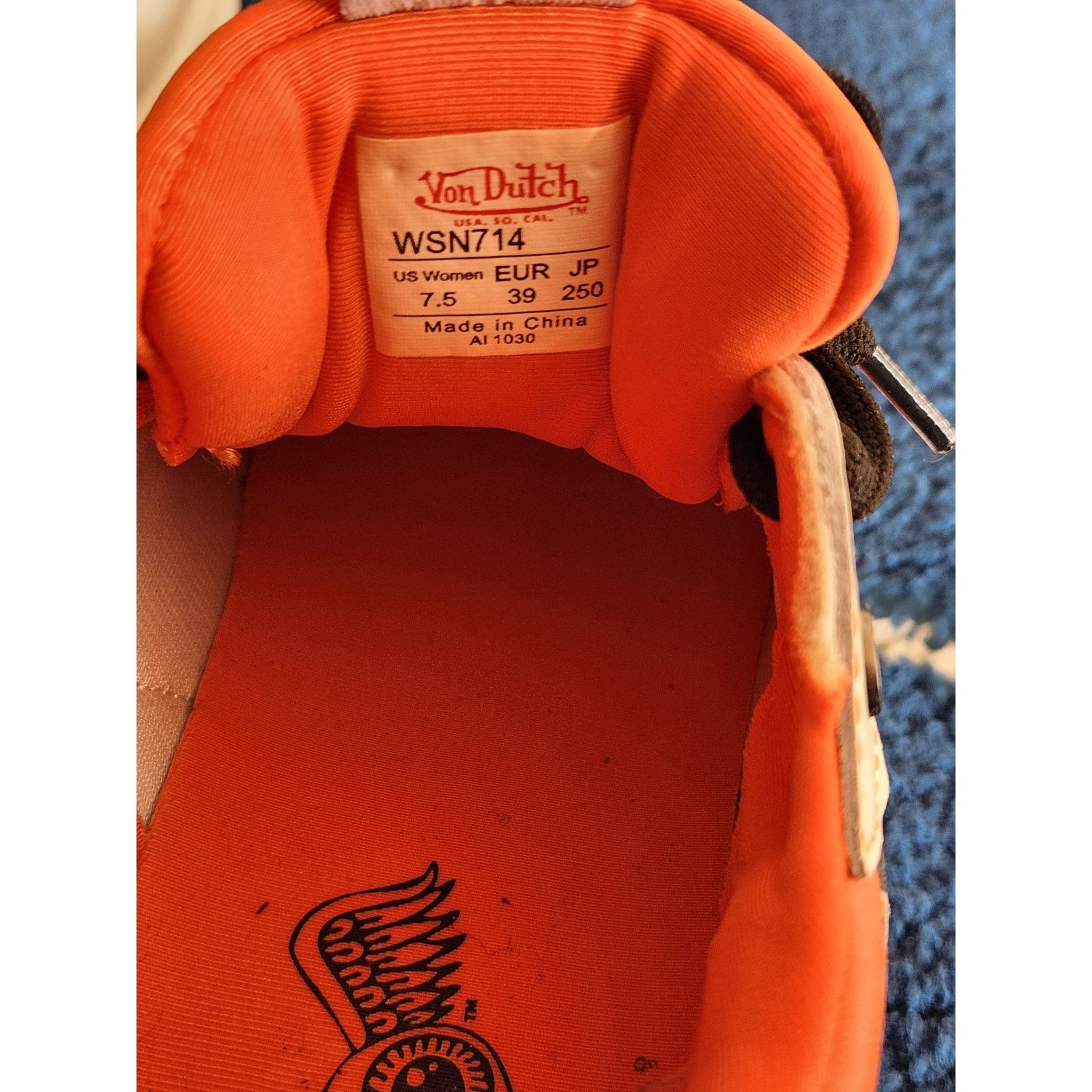 Von Dutch Von Dutch Women's Orange & White Eye Ball Sneakers sz 7.5 Size US 7.5 / IT 37.5 - 5 Thumbnail