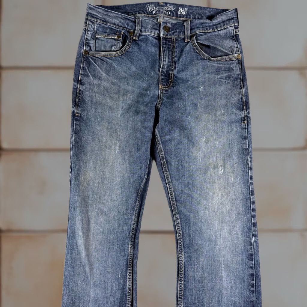 Wrangler Wrangler Jeans Mens 32x33 Bootcut Slim 5-Pocket Denim Western Light Blue Size US 32 / EU 48 - 1 Thumbnail