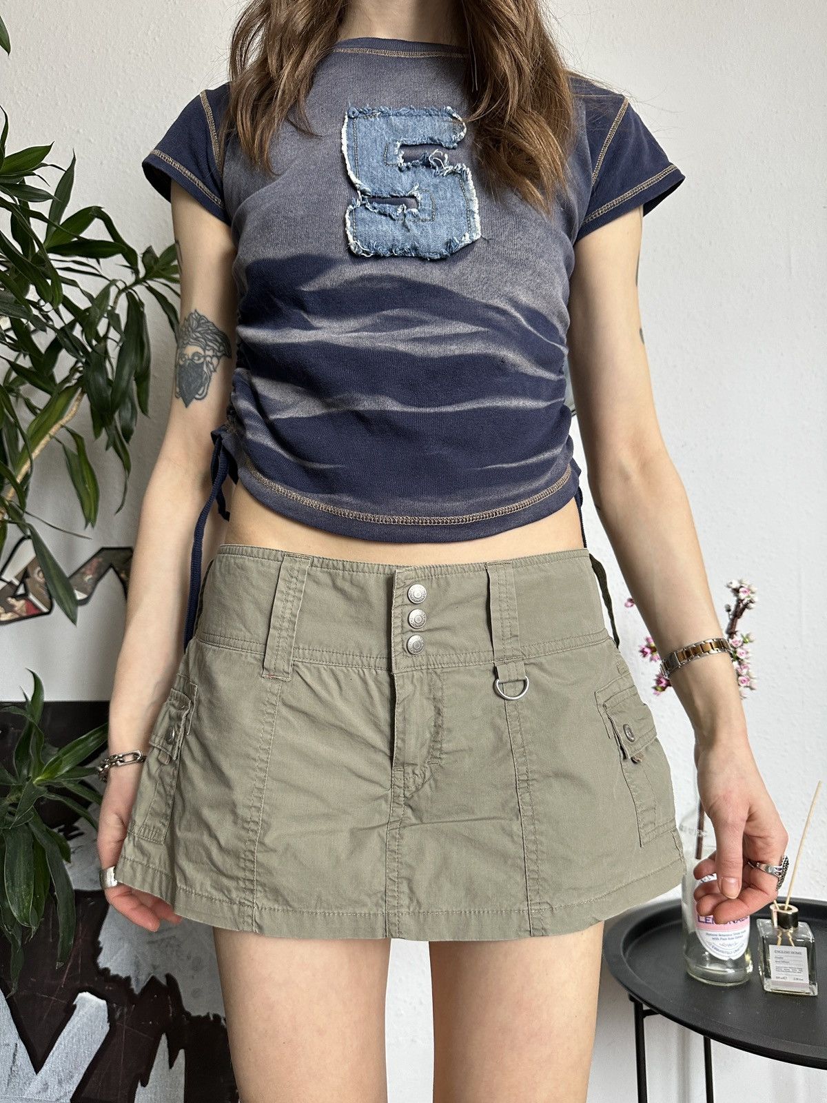 Seditionaries Sexy Hot Vintage Military Mini Micro Skort Skirt + Shorts Size 26" / US 2 / IT 38 - 4 Thumbnail
