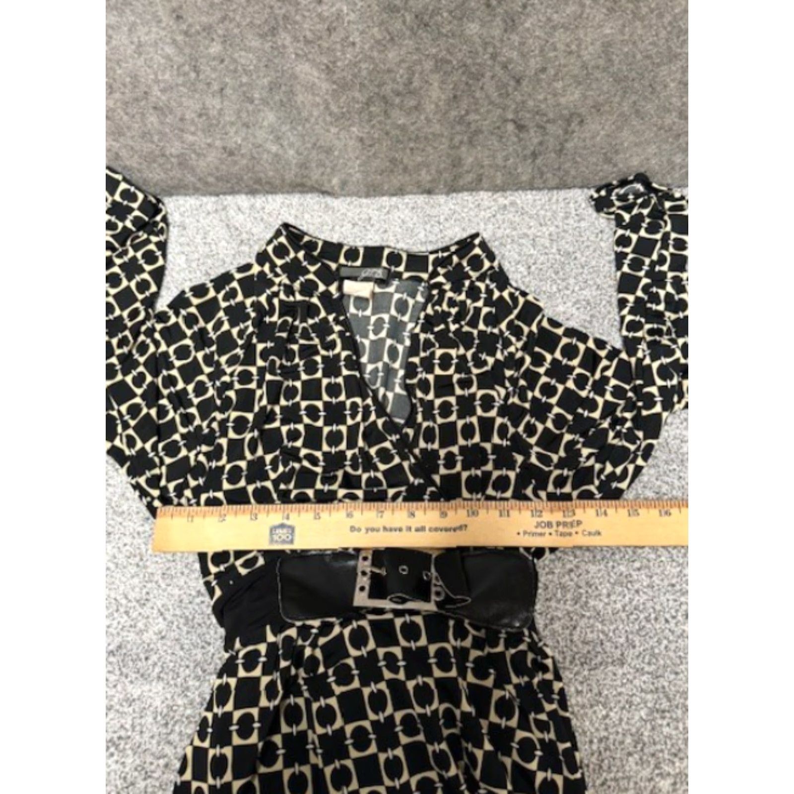 Vintage VINTAGE Blouse Tunic Geometric Buckle Belted Office 70s 90s Groovy JTB Women M Black Womens Size M / US 6-8 / IT 42-44 - 5 Thumbnail