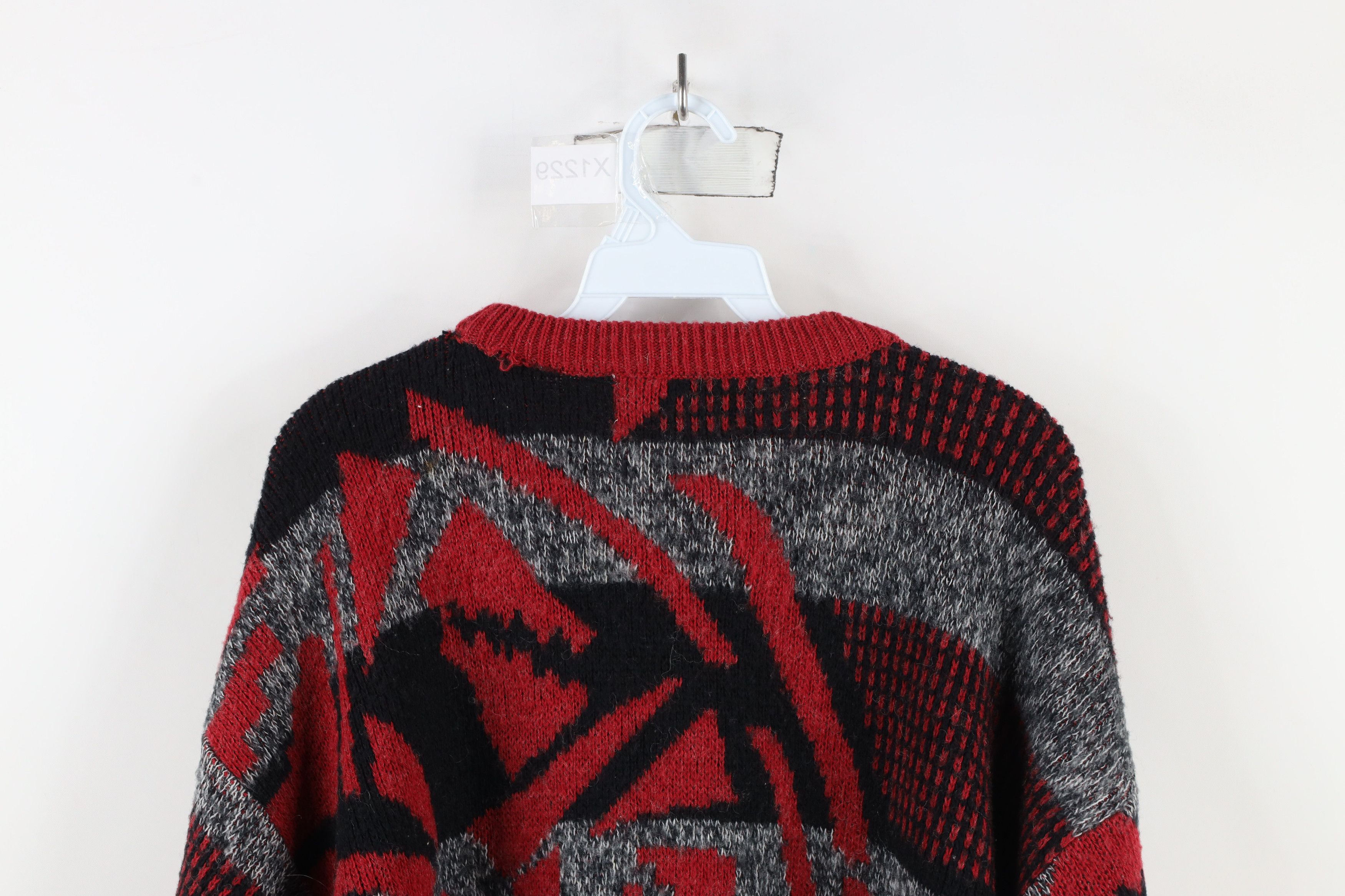 Vintage Vintage 90s Streetwear Blend Abstract Checkered Knit Sweater Size L / US 10 / IT 46 - 10 Thumbnail