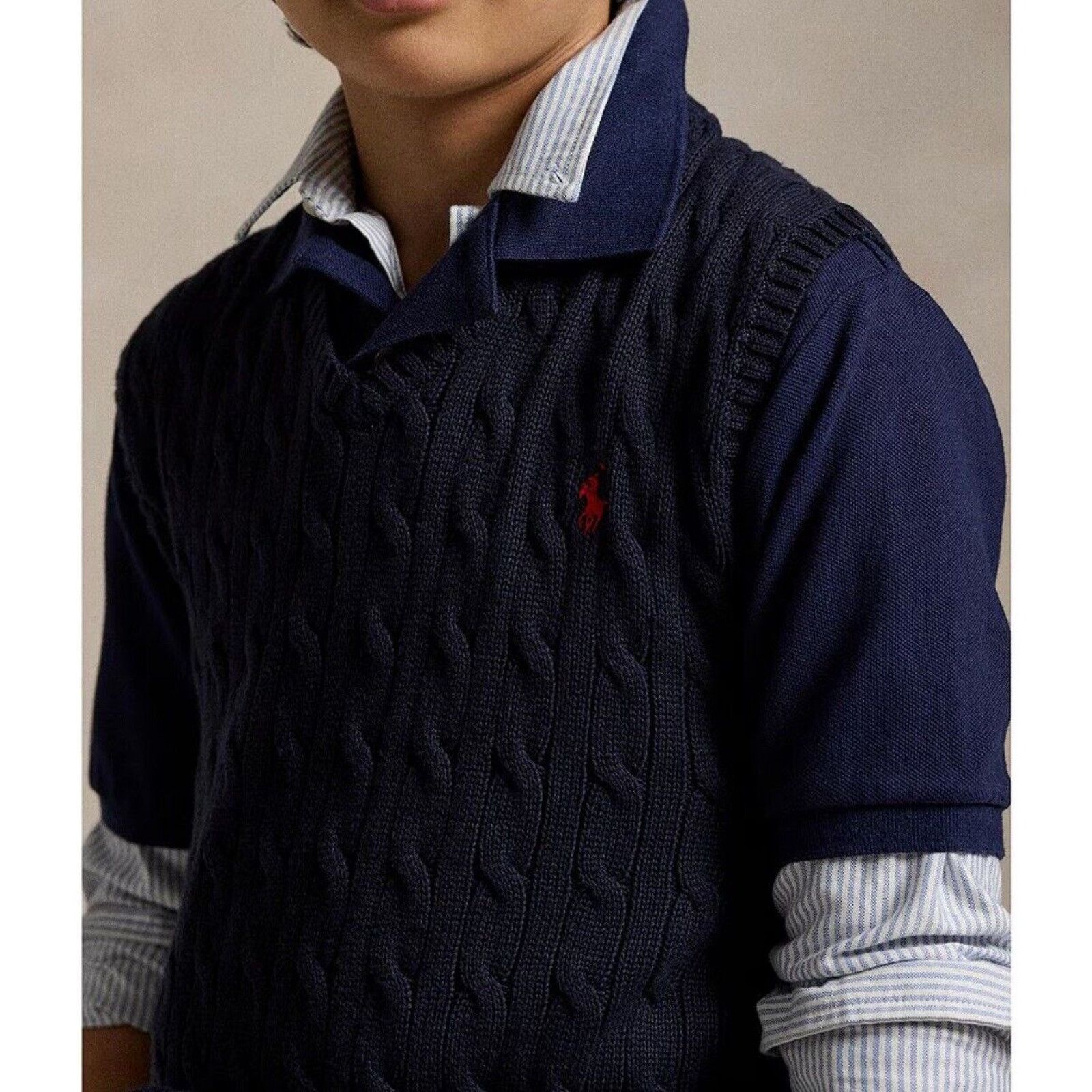 Polo Ralph Lauren Polo Ralph Lauren Big Kids Cable Knit Cotton Sweater Vest XL Size US XL / EU 56 / 4 - 9 Thumbnail